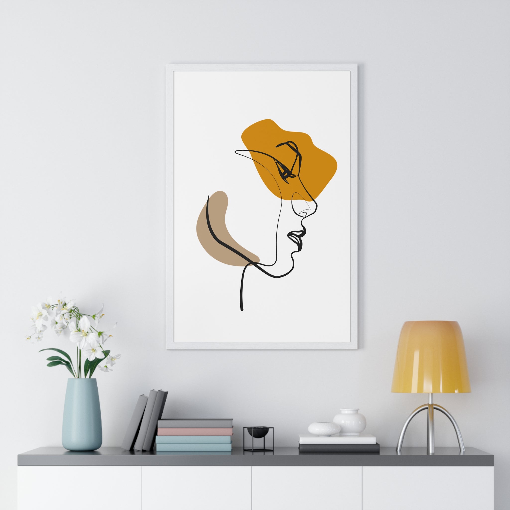 Abstract Profile Line Art – Framed Face Print