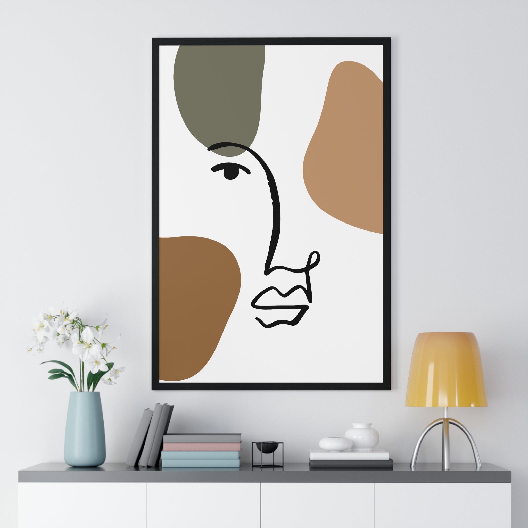 Minimalist Abstract Face Print – Premium Wood Frame | Gallory Hive
