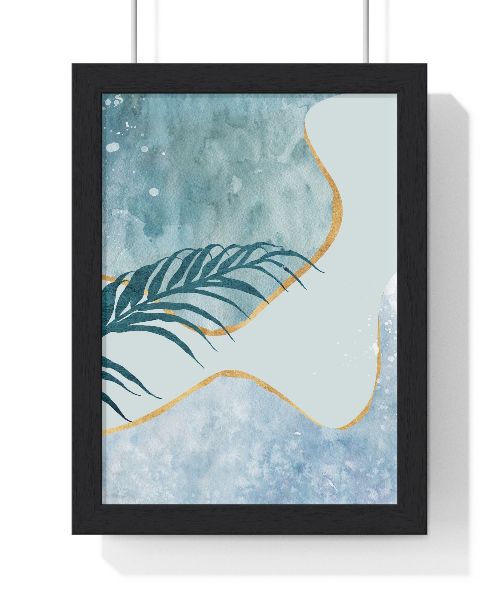Abstract Leaf Prints on Wooden Frame – Modern Wall Art