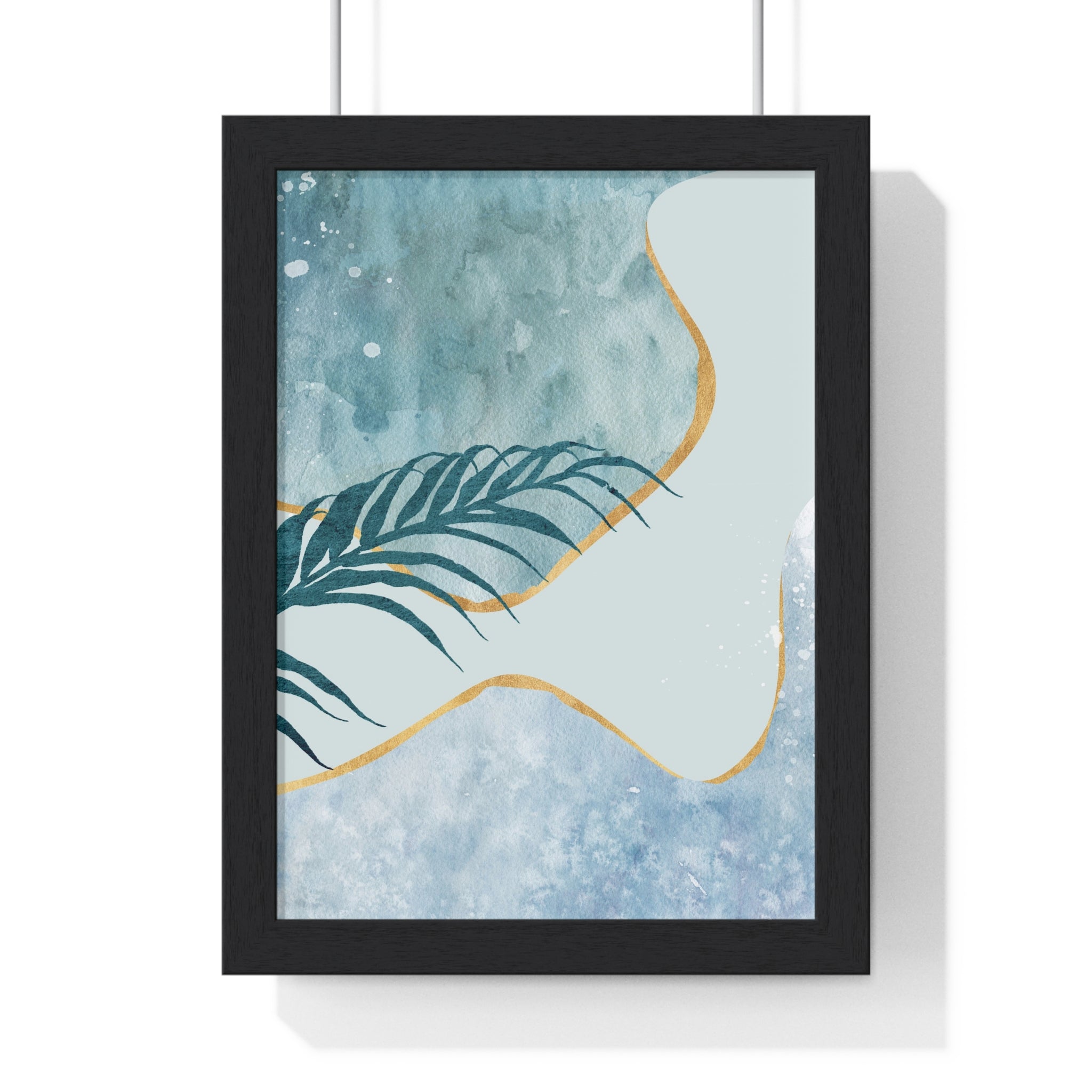 Abstract Leaf Prints on Wooden Frame – Modern Wall Art