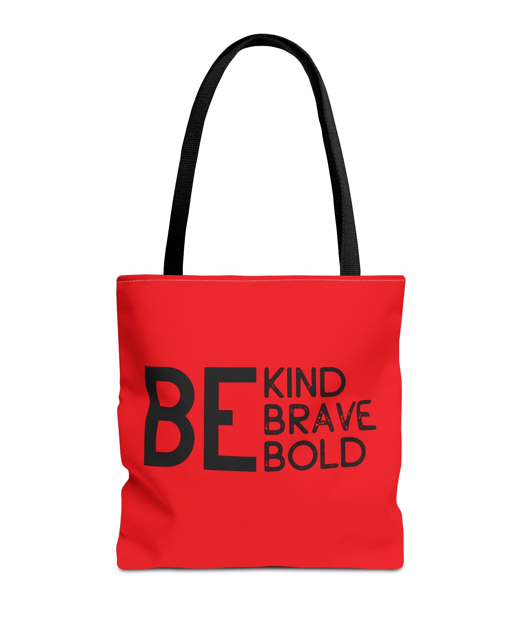 Inspirational Tote Bag - Be Kind Brave Bold - Eco-Friendly Carryall - Red