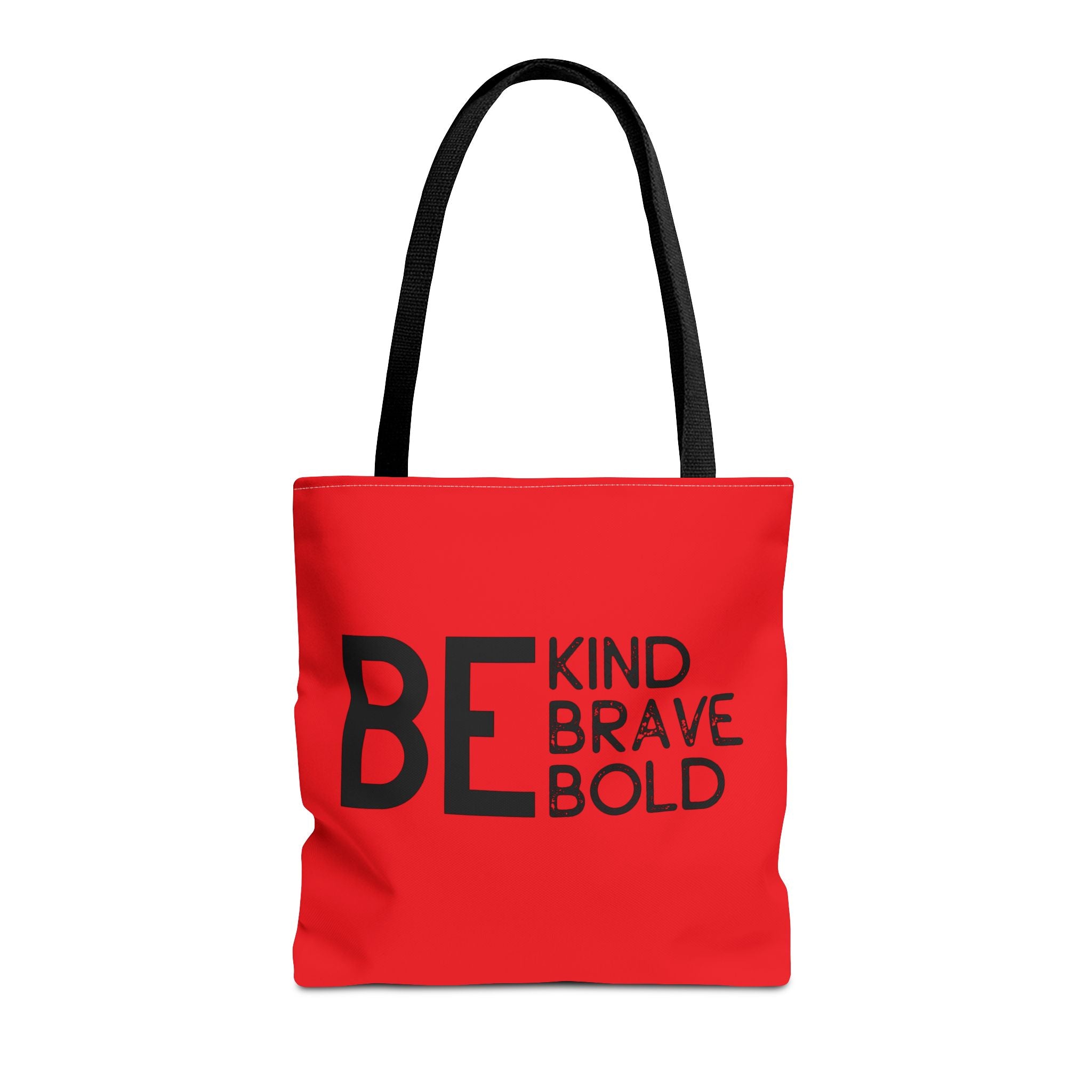 Inspirational Tote Bag - Be Kind Brave Bold - Eco-Friendly Carryall - Red