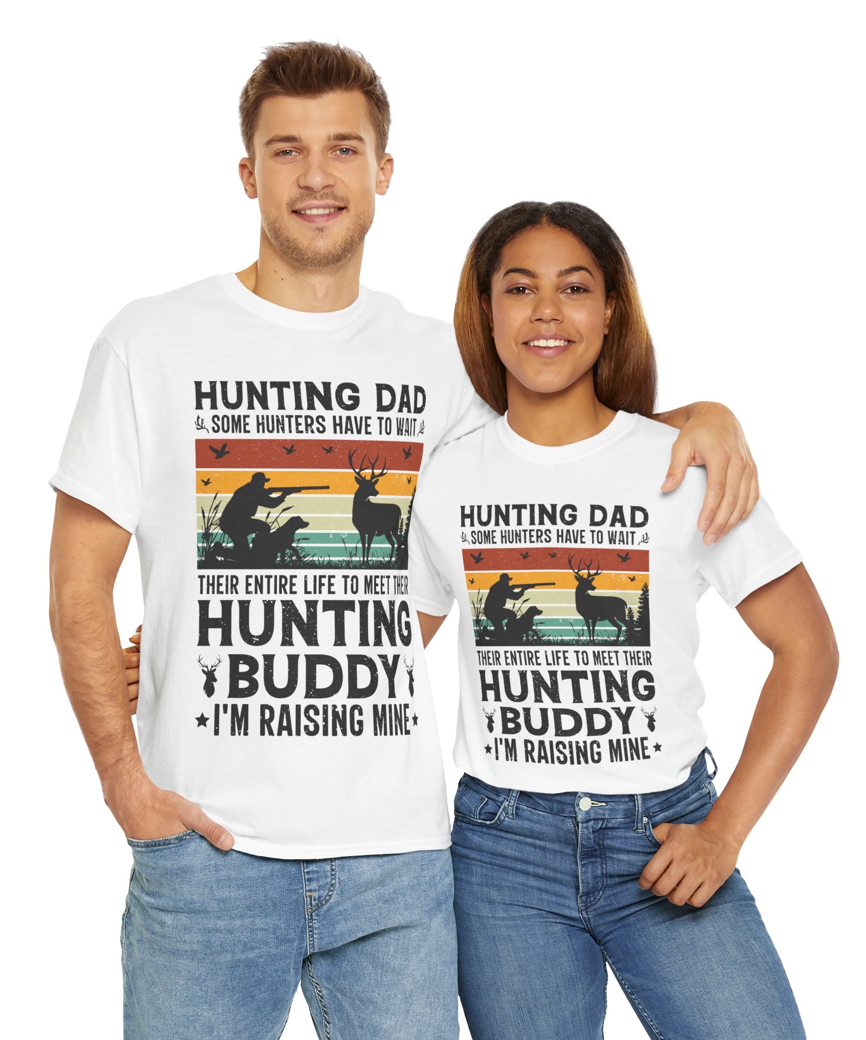 Retro Hunter Tee – Dog, Deer & Rifle Scene
