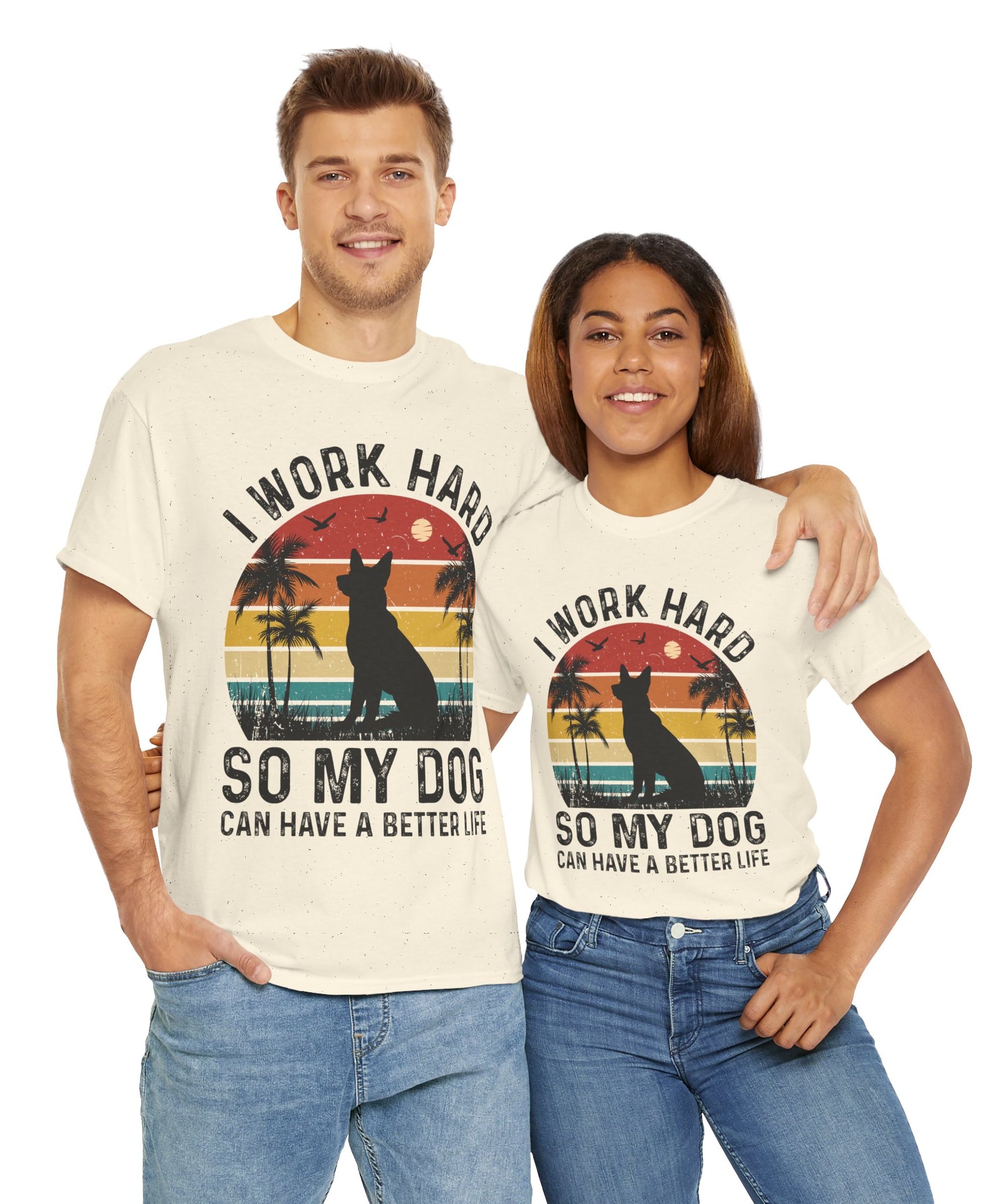 Retro Dog Lover Tee - Work Hard for My Pet