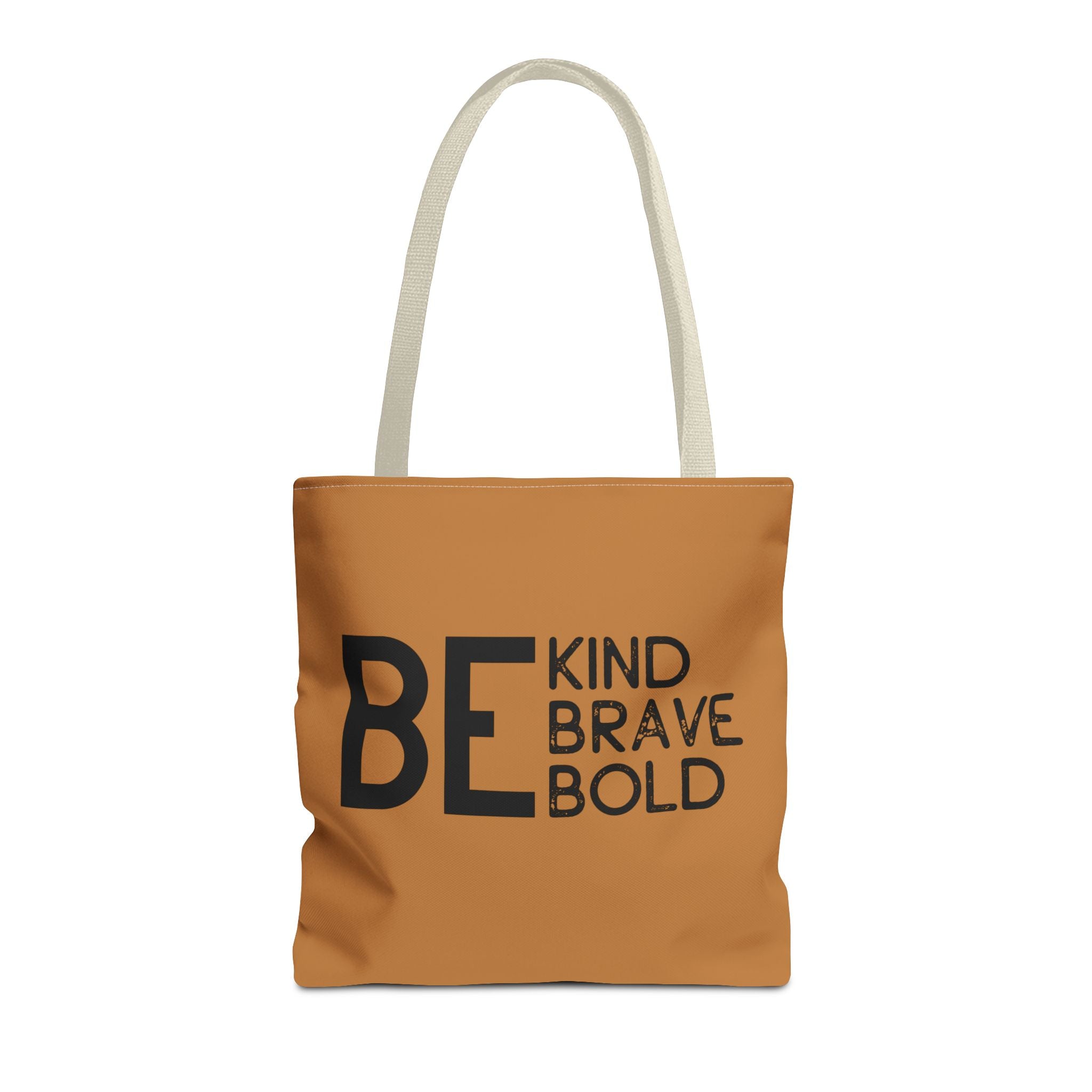 Inspirational Tote Bag - Be Kind Brave Bold - Eco-Friendly Carryall - Light Brown