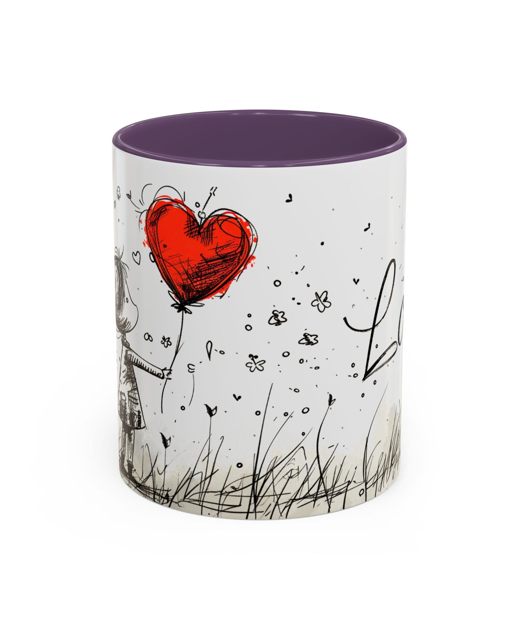 Love Heart Sketch Ceramic Coffee Mug | Gallory Hive