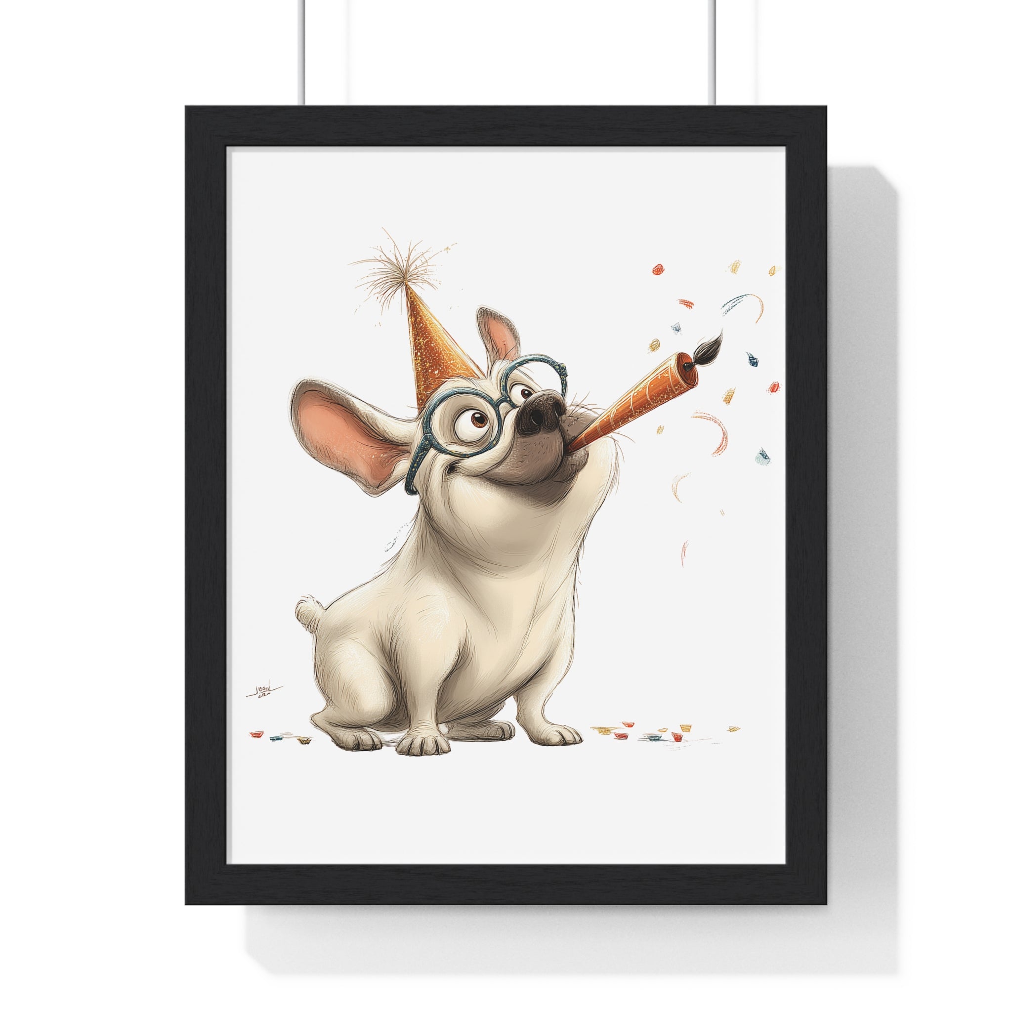 Party French Bulldog with Glasses – Wooden Wall Frame Fun Decor - Gallory Hive