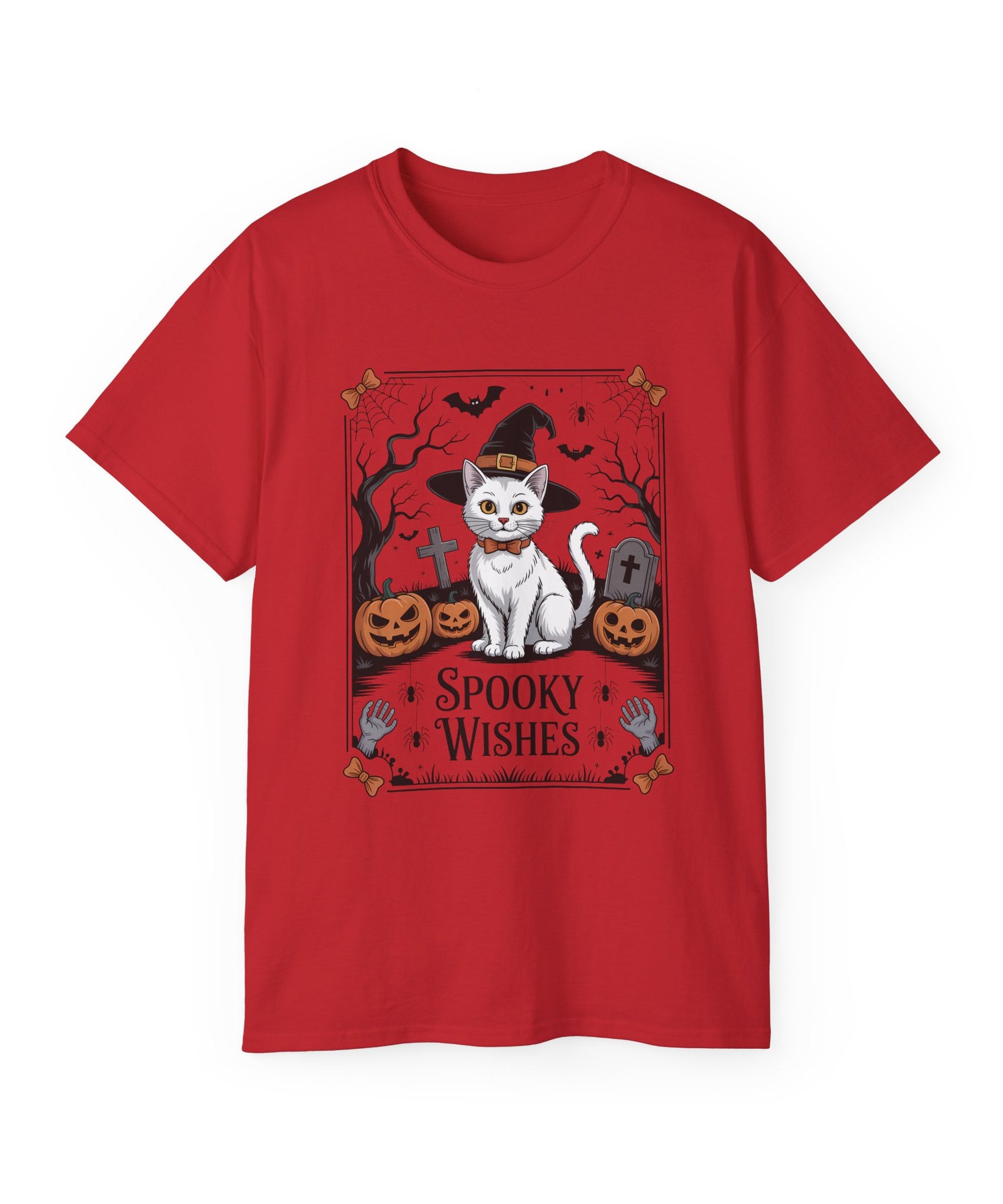 Spooky Wishes Witch Cat Halloween T-Shirt