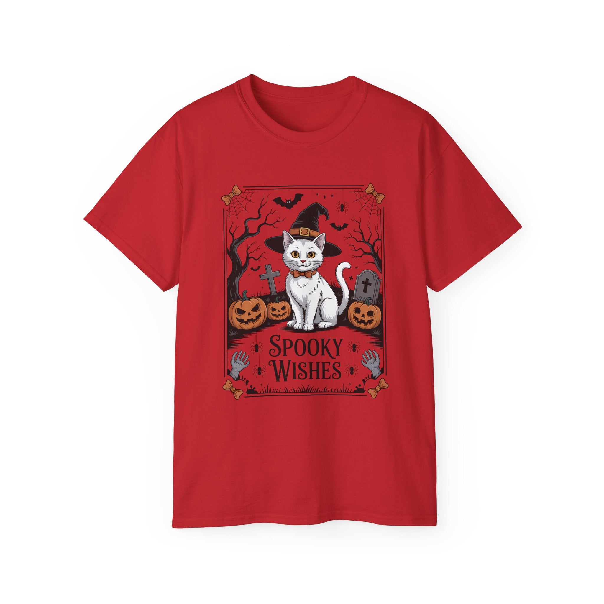 Spooky Wishes Witch Cat Halloween T-Shirt