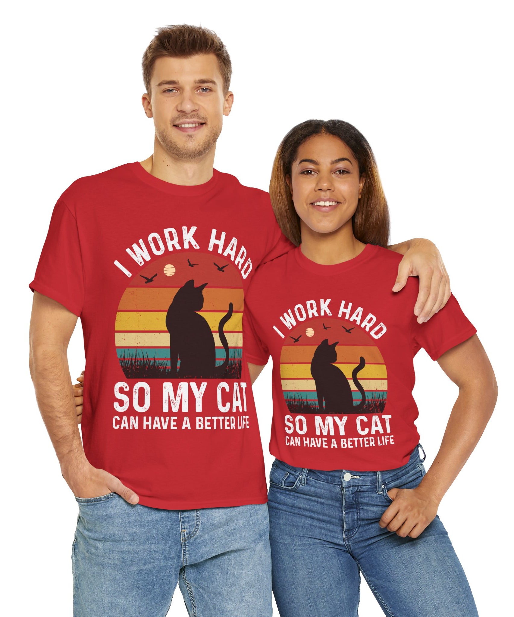 Retro Cat Lover Tee - Work Hard for My Pet