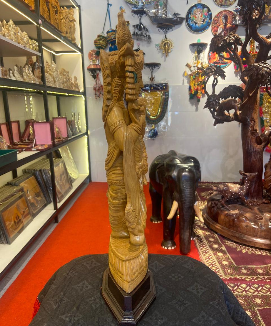 Handmade Standing Krishna Wooden Sculpture | Gallory Hive