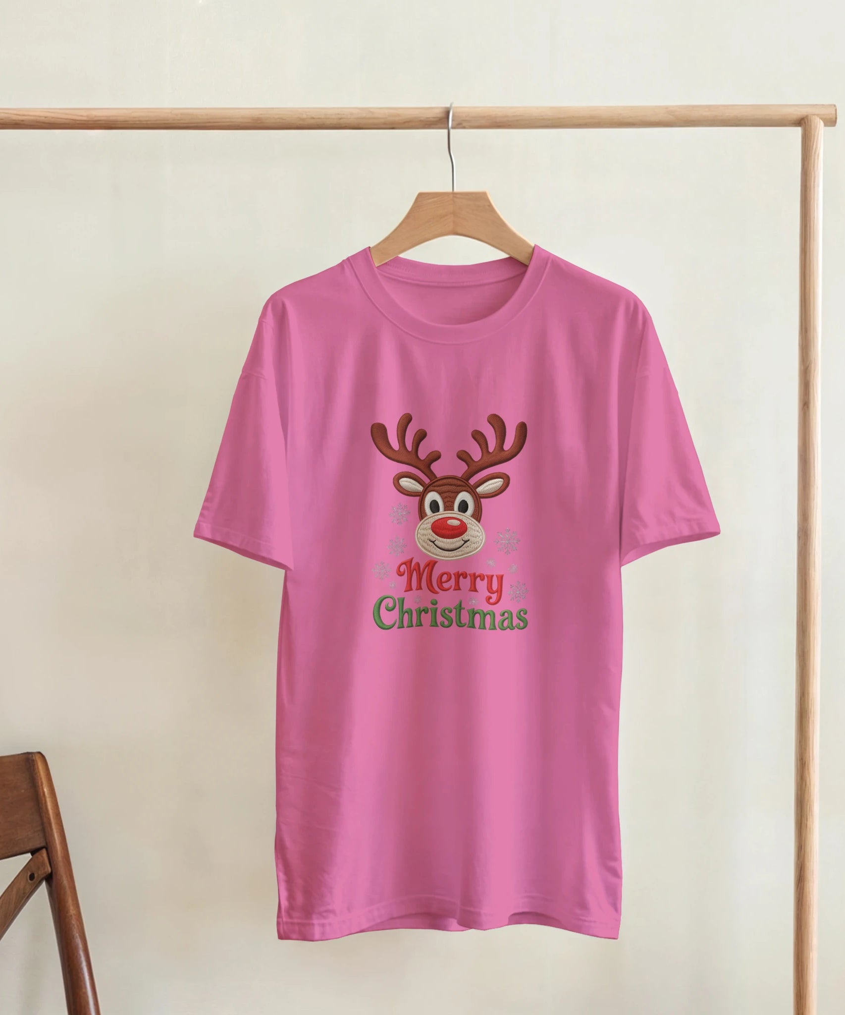 Festive Reindeer Merry Christmas Crewneck T-Shirt | Gallory Hive