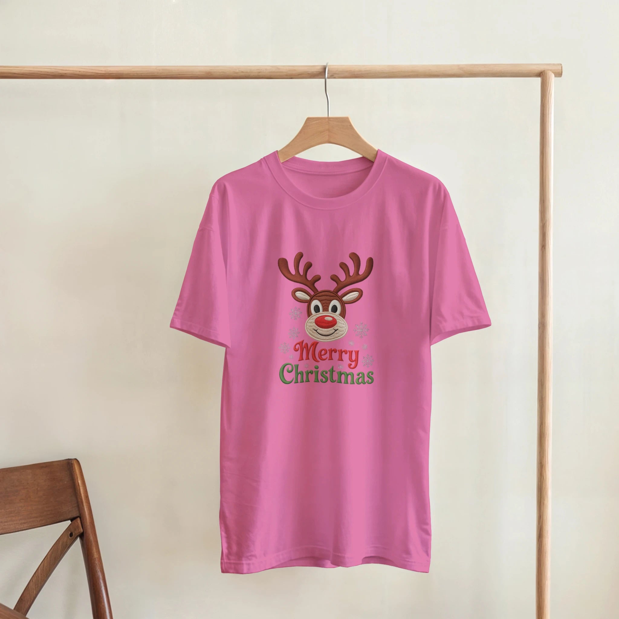 Festive Reindeer Merry Christmas Crewneck T-Shirt | Gallory Hive