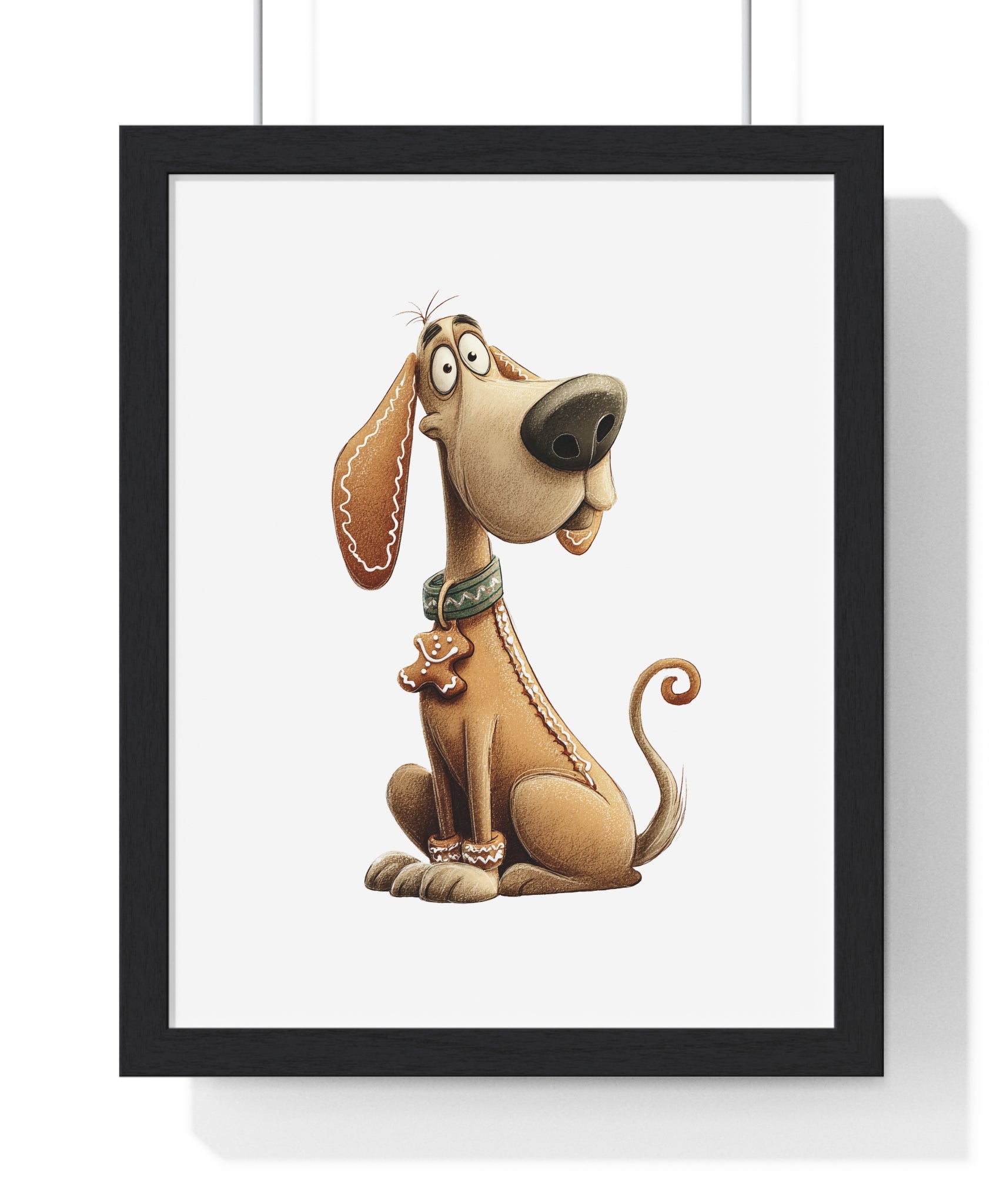 Whimsical Gingerbread Dog – Wooden Framed Wall Décor