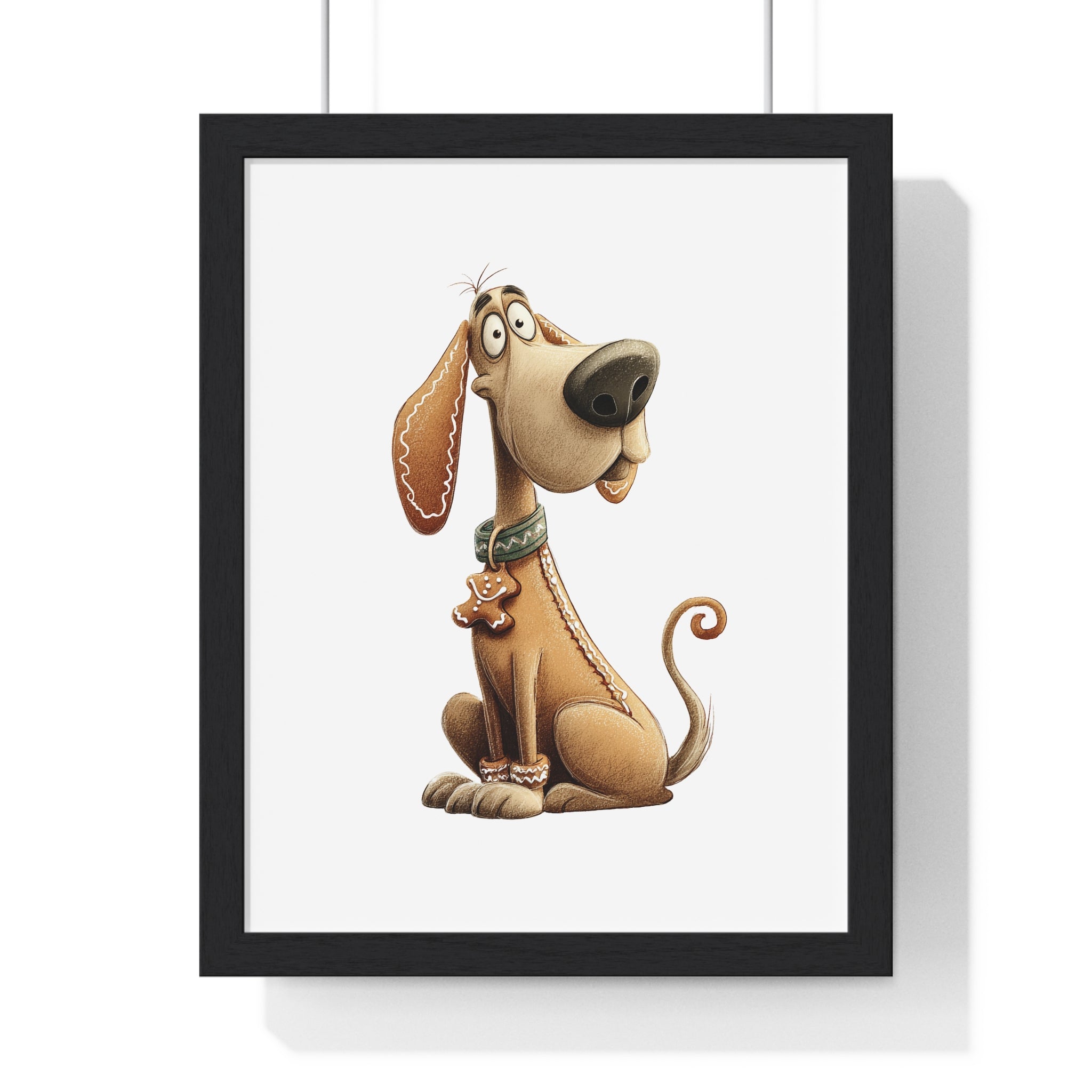Whimsical Gingerbread Dog – Wooden Framed Wall Décor