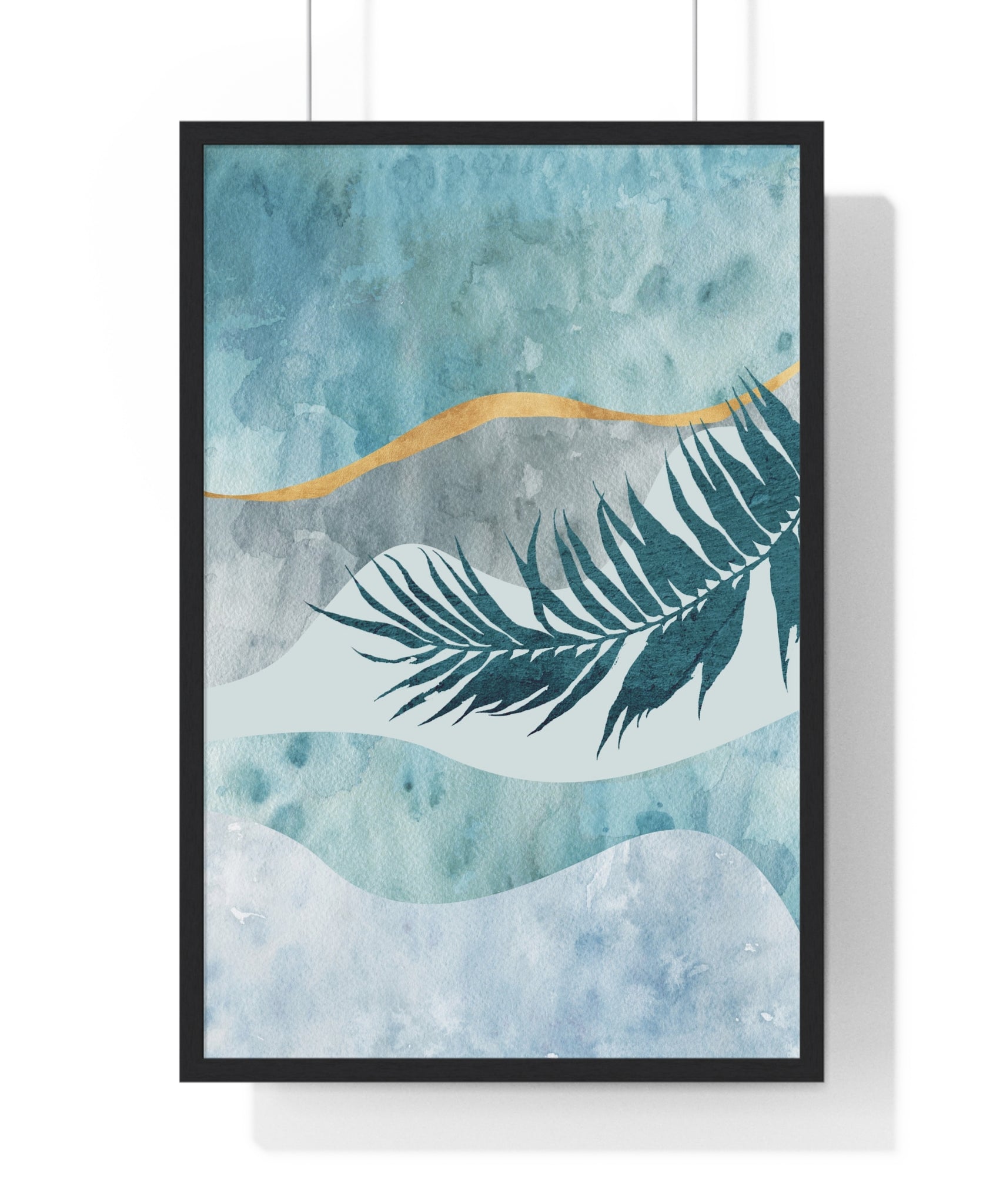 Modern Abstract Botanical Leaf Art on Premium Wood Frames – Matte Museum-Quality Posters
