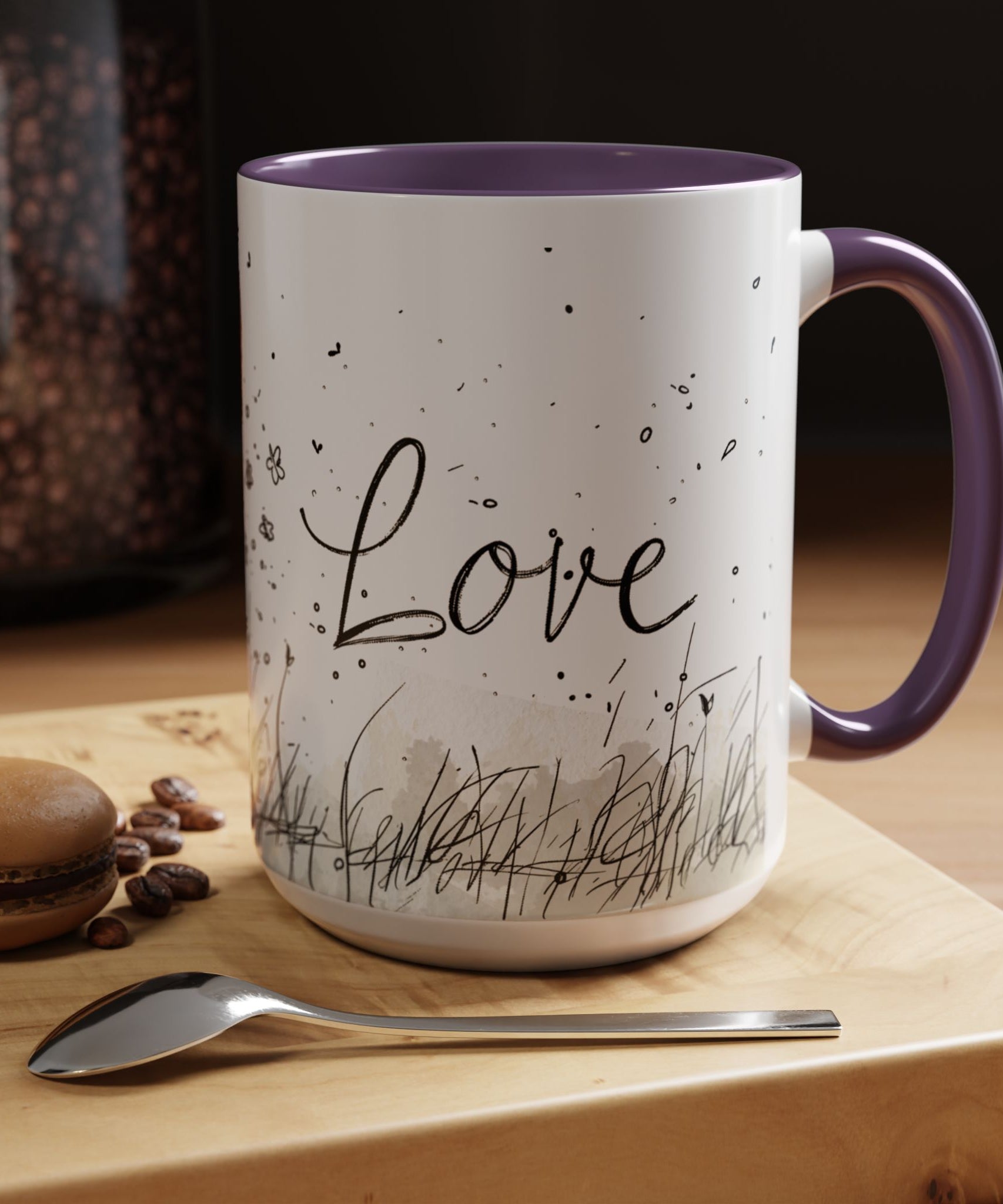 Love Heart Sketch Ceramic Coffee Mug | Gallory Hive