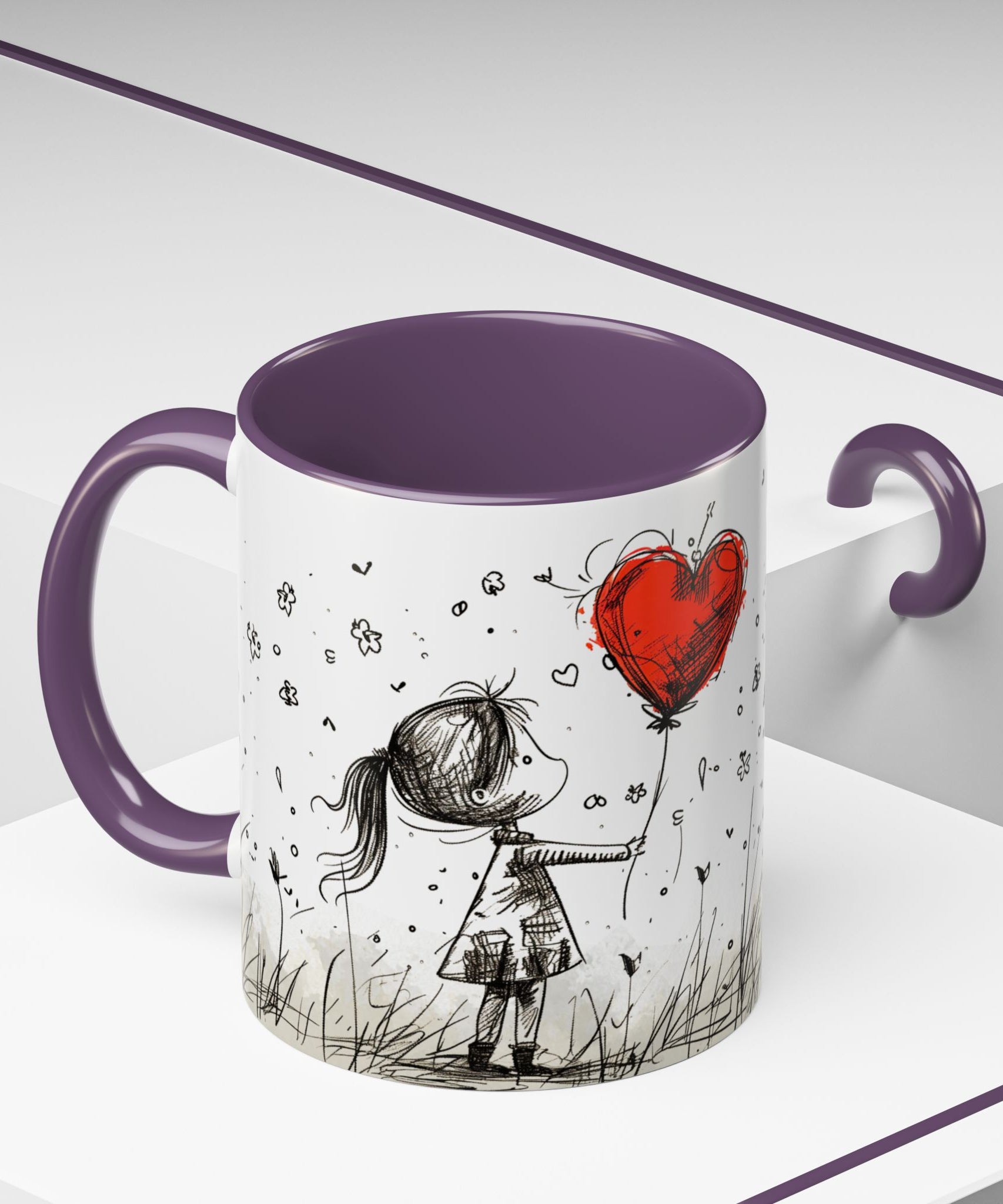 Love Heart Sketch Ceramic Coffee Mug | Gallory Hive