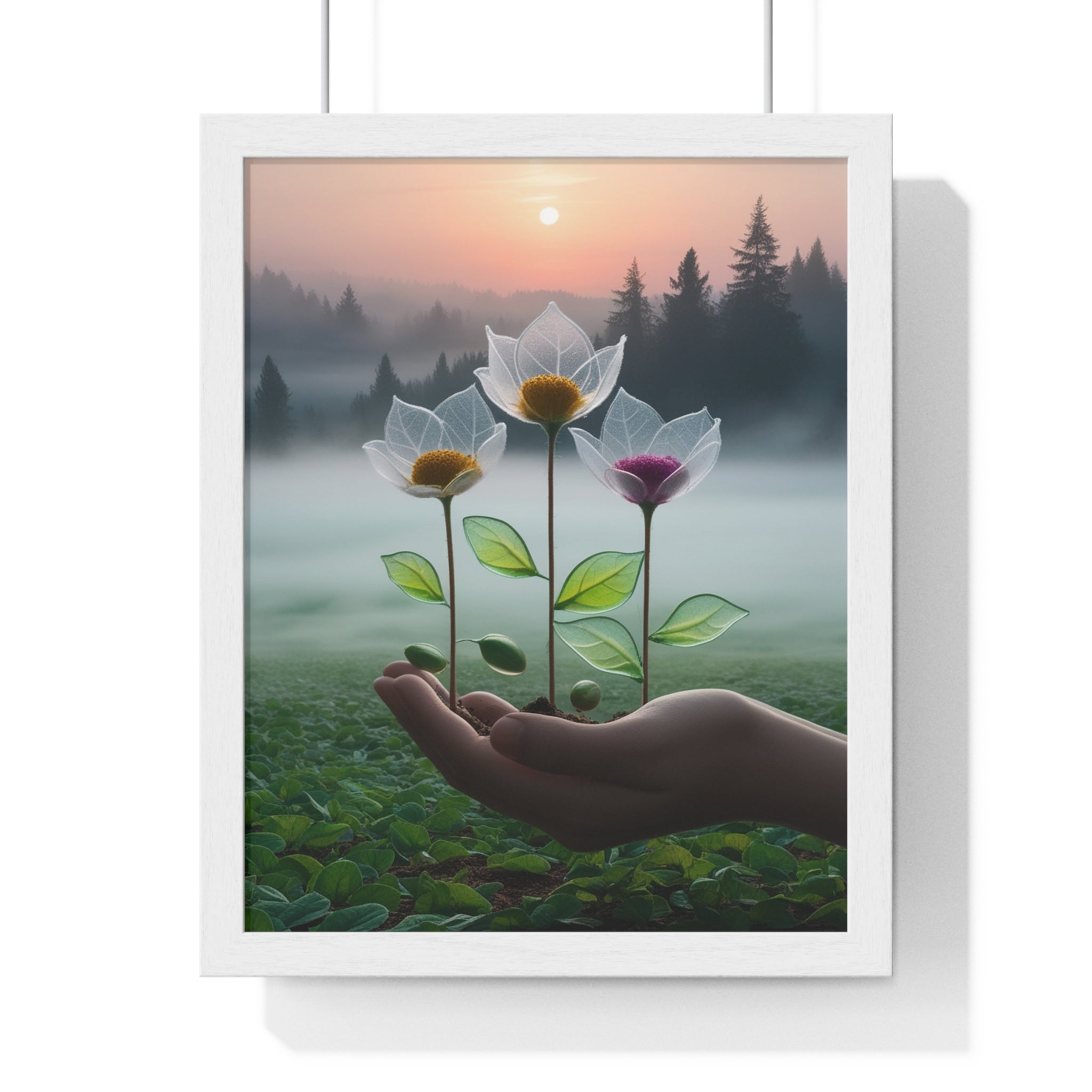 Nature Botanical Vertical Framed Poster, Serene Floral Wall Art, Inspirational Home Decor, Botanical Print, Gift for Garden Lovers - Gallory Hive