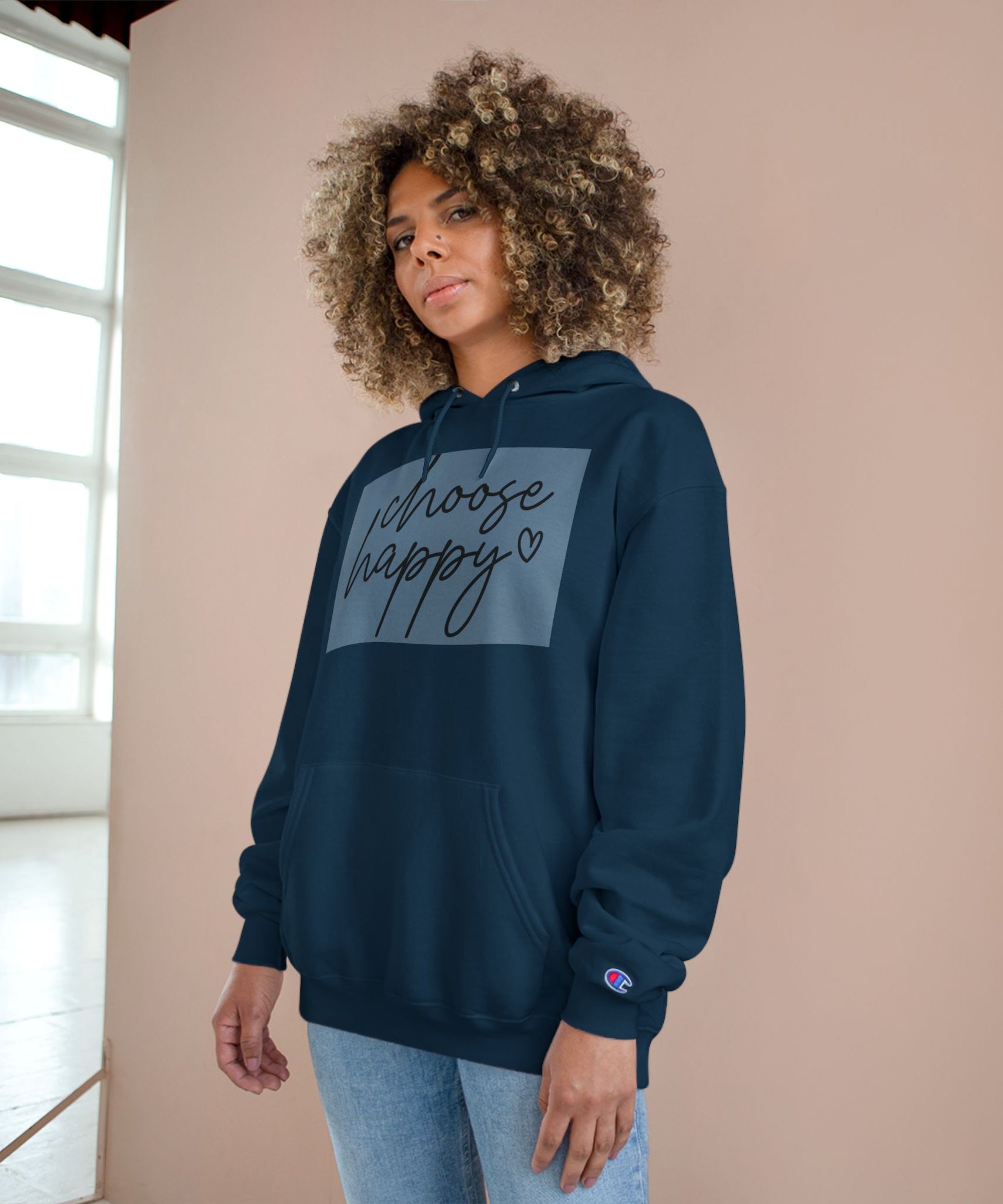 Unisex Hoodie – Choose Happy Minimalist Print