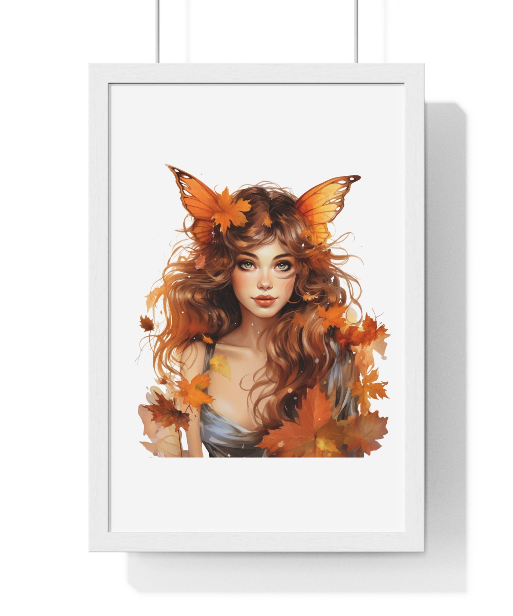 Autumn Fairy Wall Art – Butterfly Muse with Leaf Crown | Gallory Hive