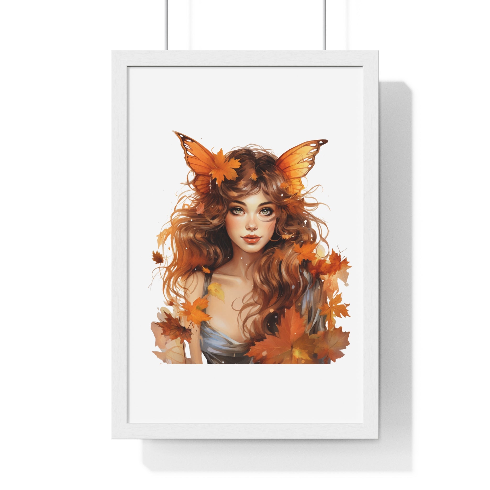 Autumn Fairy Wall Art – Butterfly Muse with Leaf Crown | Gallory Hive