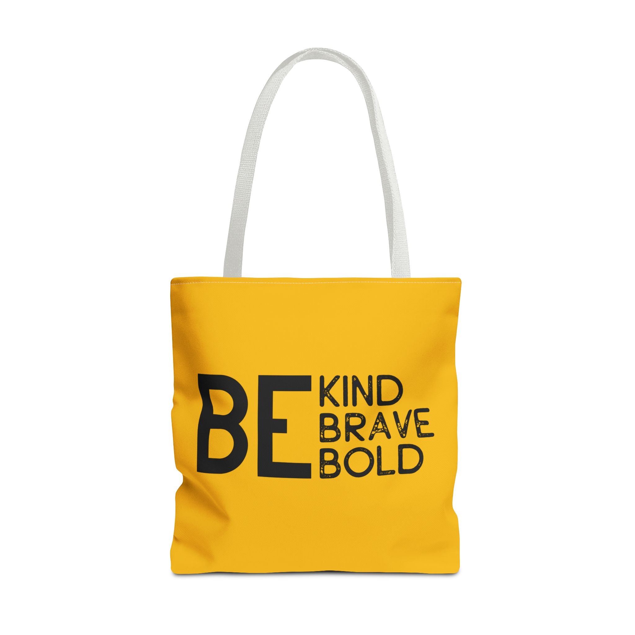Inspirational Tote Bag - Be Kind Brave Bold - Eco-Friendly Carryall - Yellow