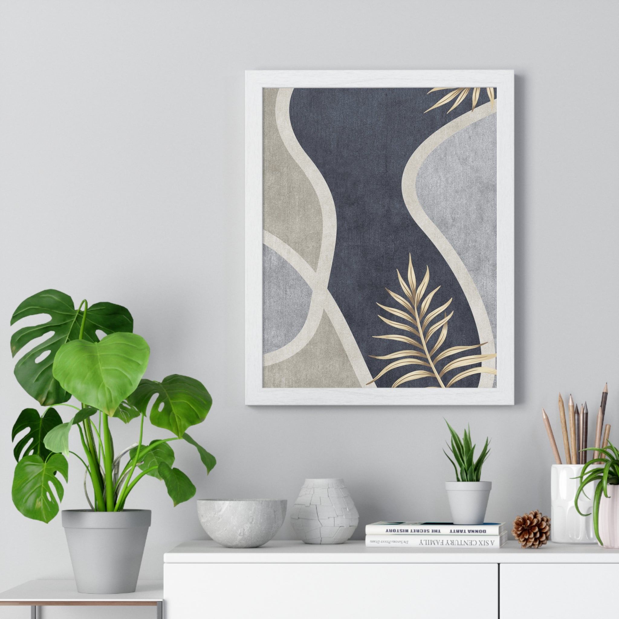 Leaf Geometric Premium Wooden Framed Poster