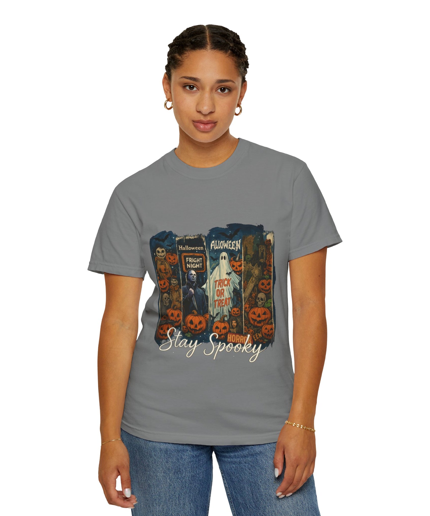 Stay Spooky Halloween Horror T-Shirt – Retro Slasher, Ghost, Pumpkins & Fright Night Design - Gallory Hive
