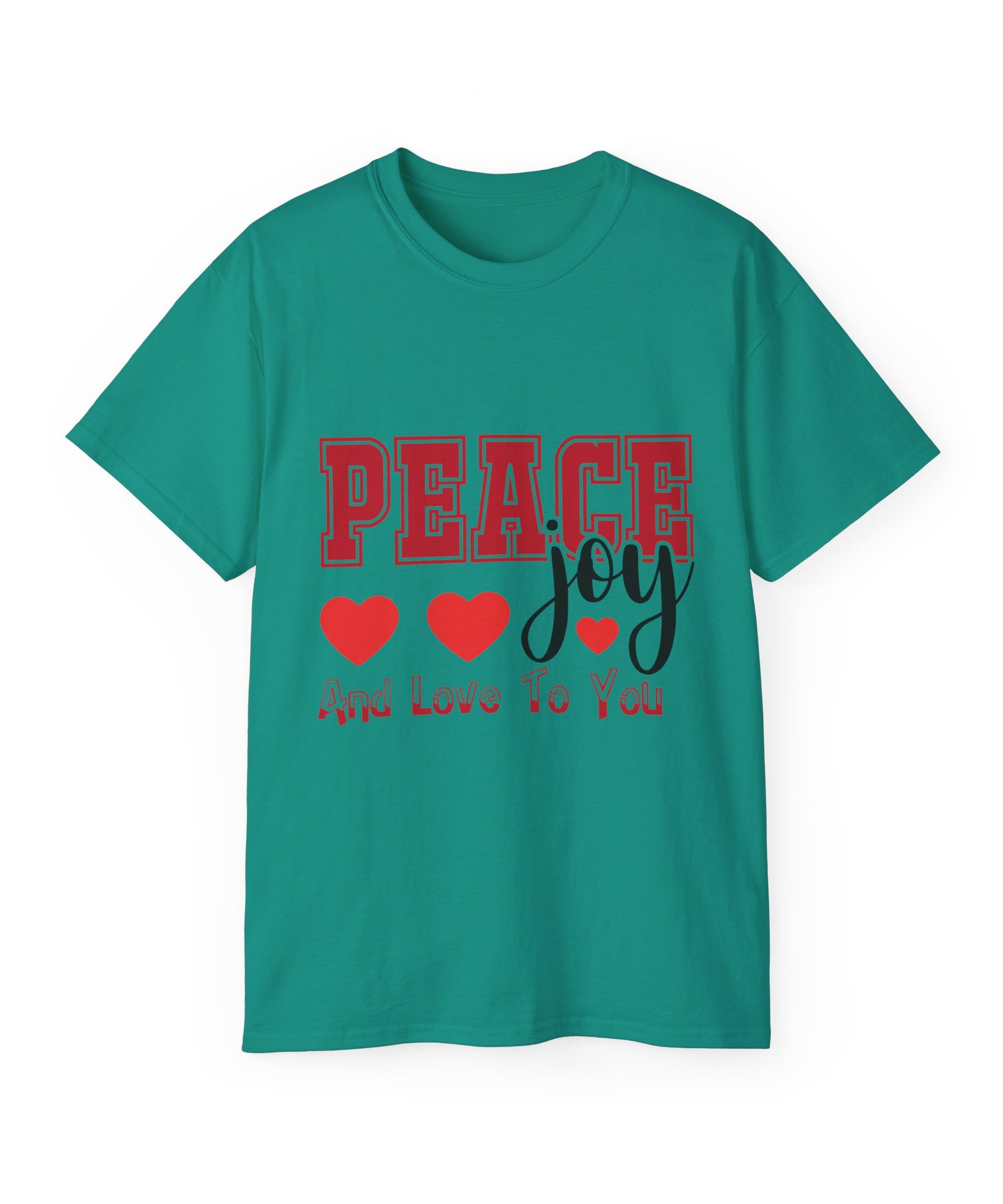 Peace, Joy & Love Retro Christmas T-Shirt | Gallory Hive