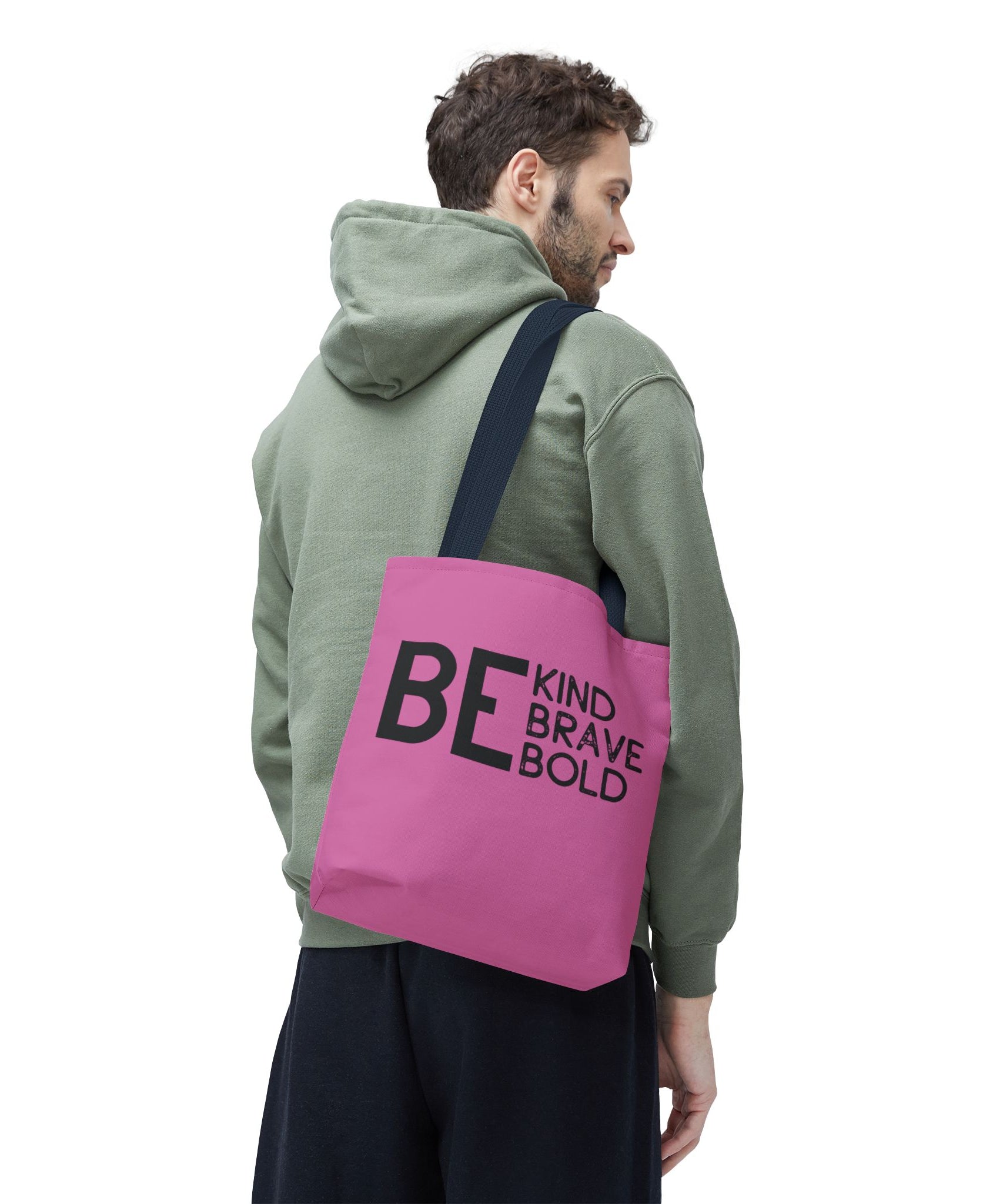 Inspirational Tote Bag - Be Kind Brave Bold - Eco-Friendly Carryall - Light Pink