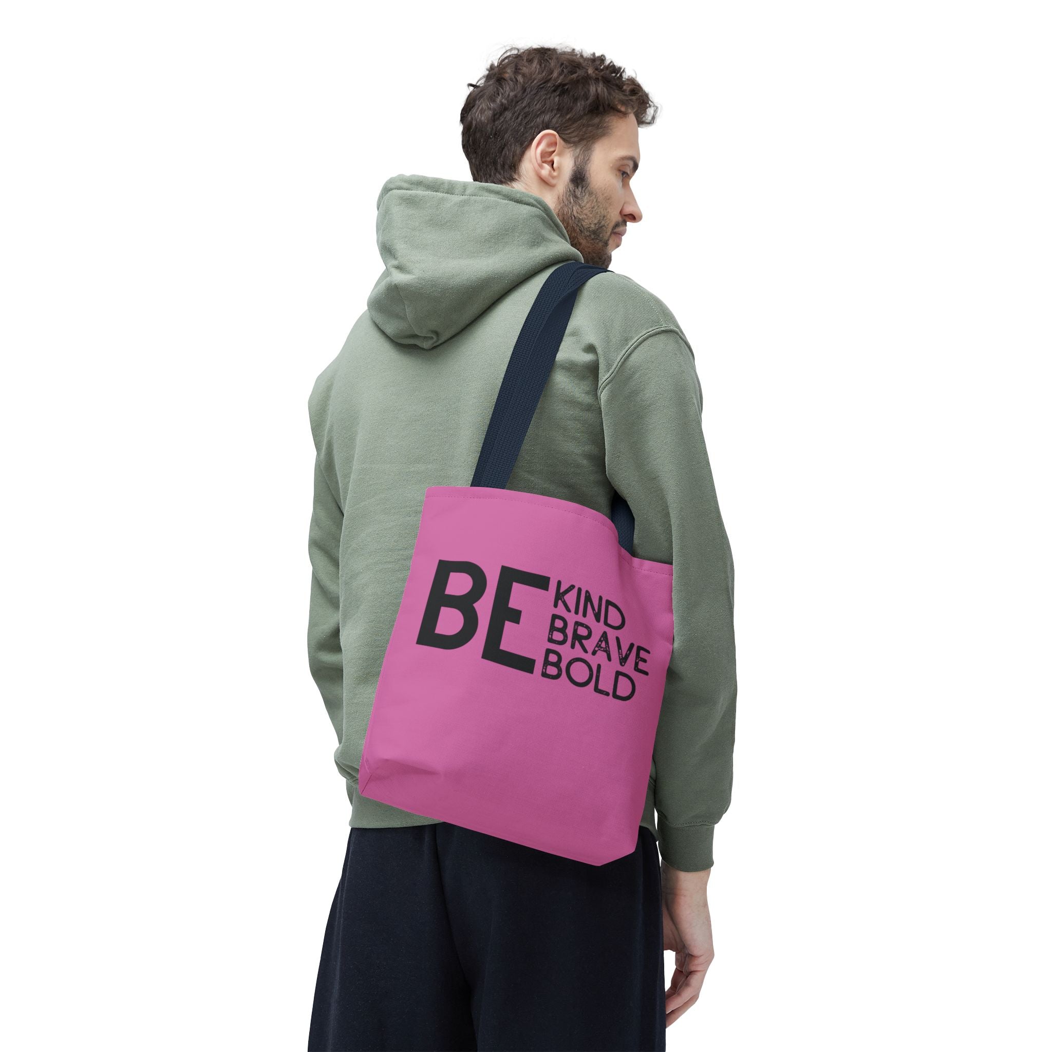 Inspirational Tote Bag - Be Kind Brave Bold - Eco-Friendly Carryall - Light Pink