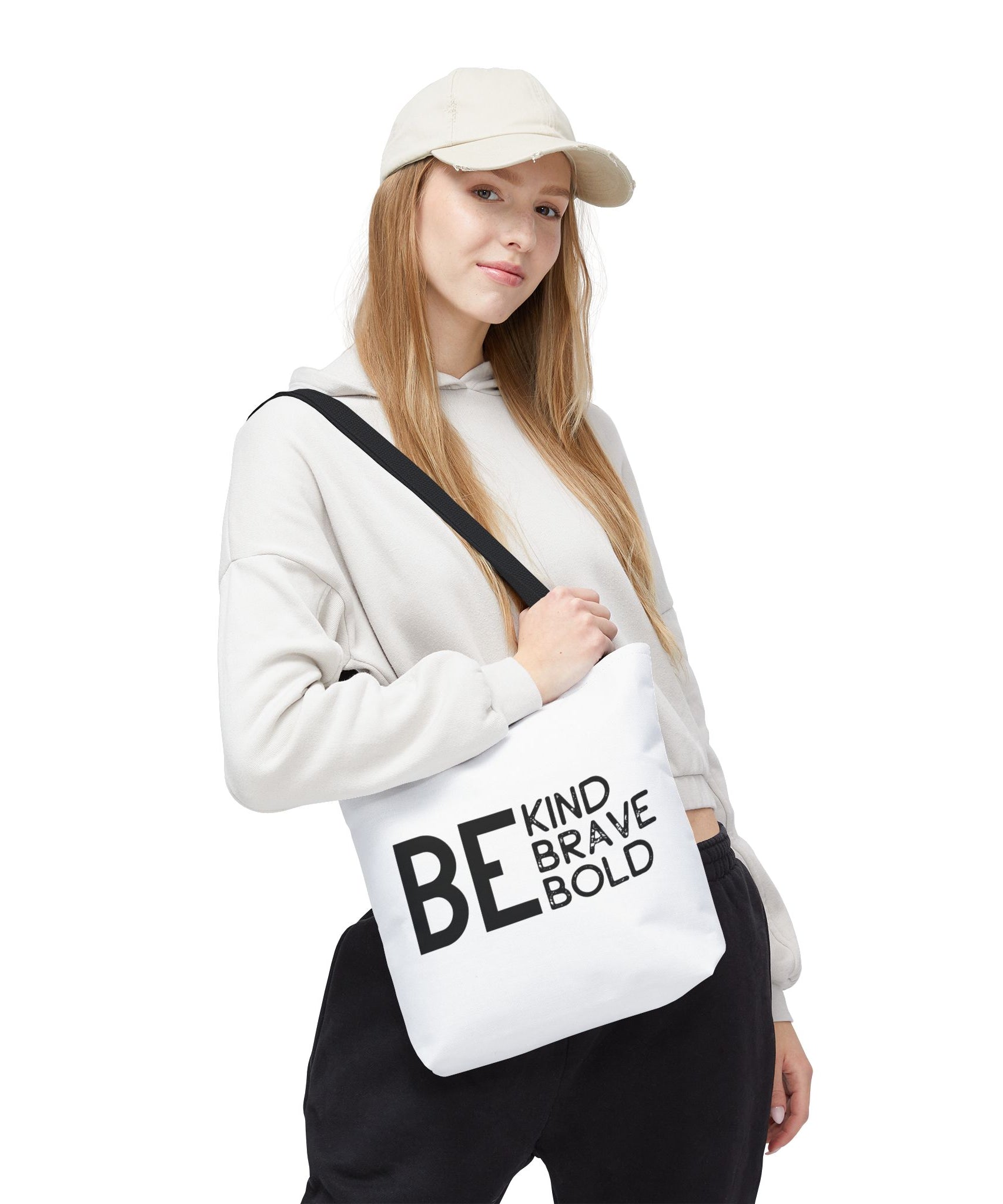 Inspirational Tote Bag - Be Kind Brave Bold - Eco-Friendly Carryall