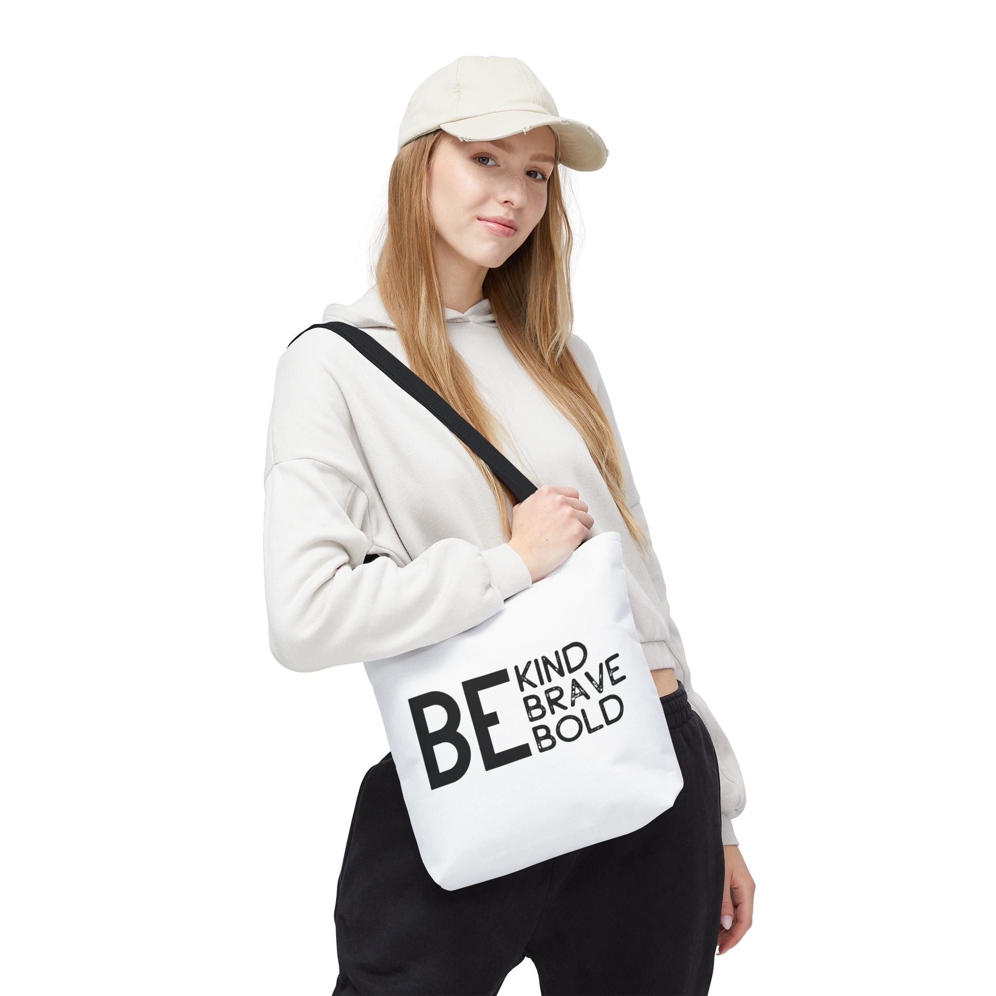 Inspirational Tote Bag - Be Kind Brave Bold - Eco-Friendly Carryall