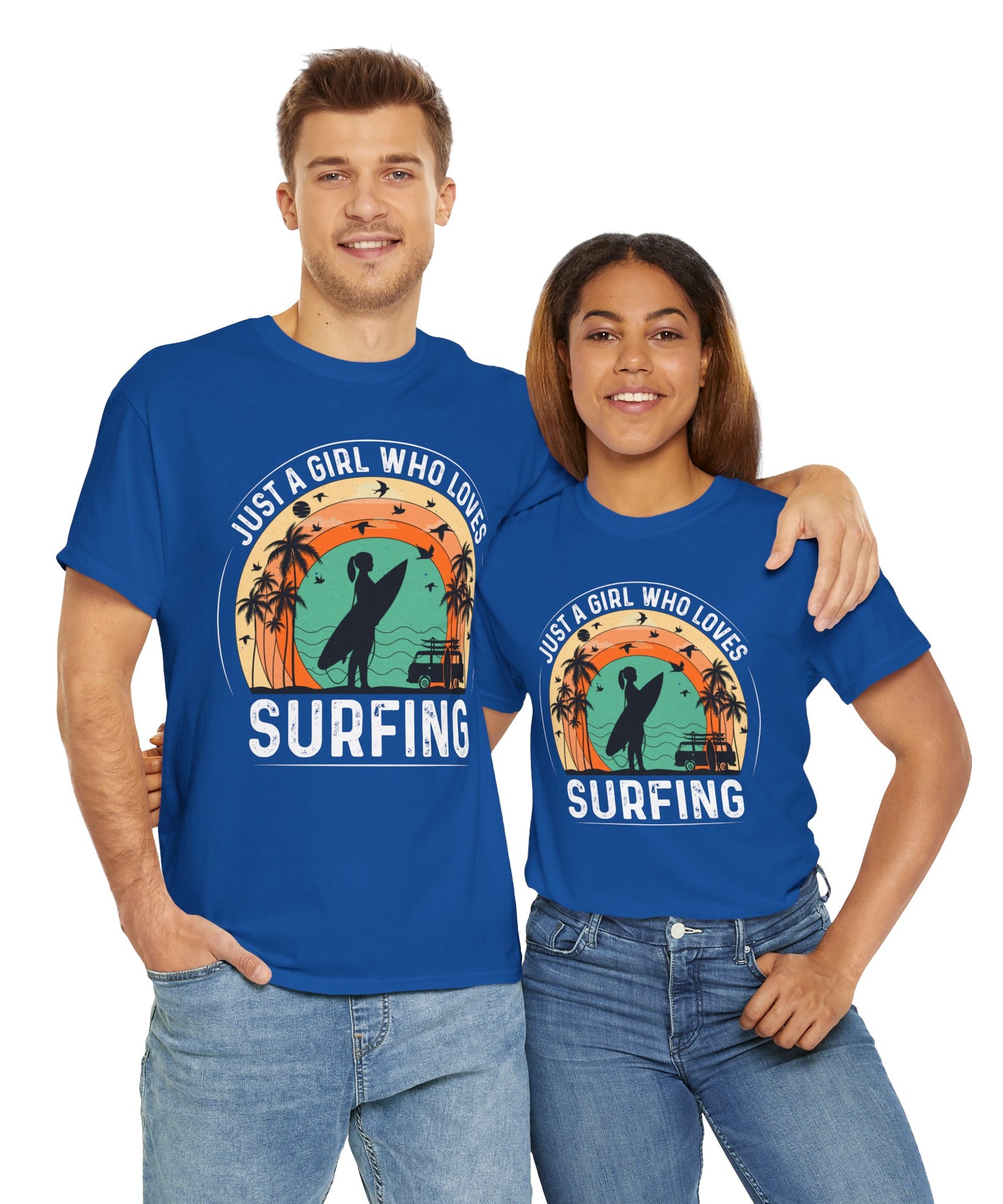 Beach Girl Surfing Retro Tee