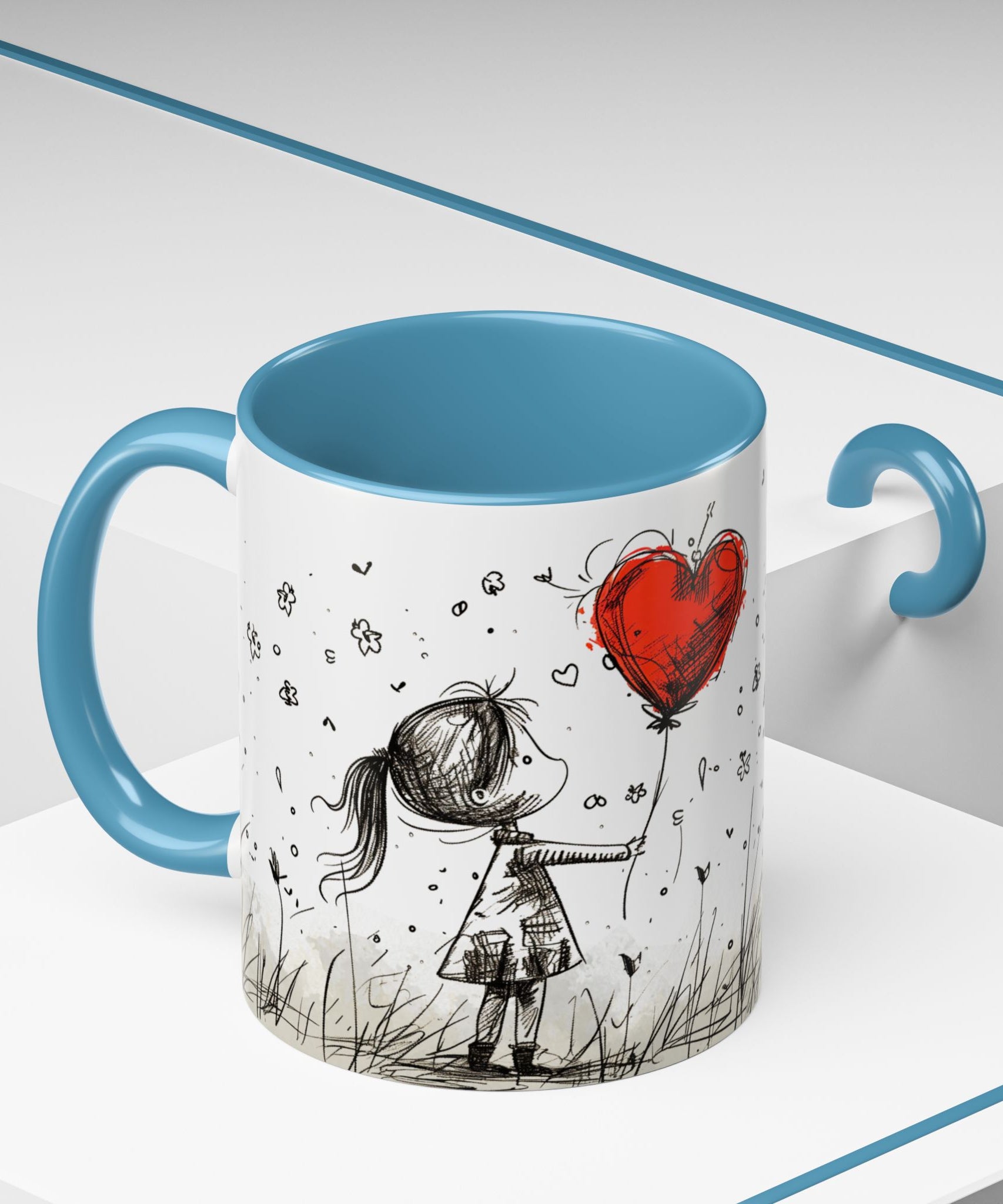 Love Heart Sketch Ceramic Coffee Mug | Gallory Hive