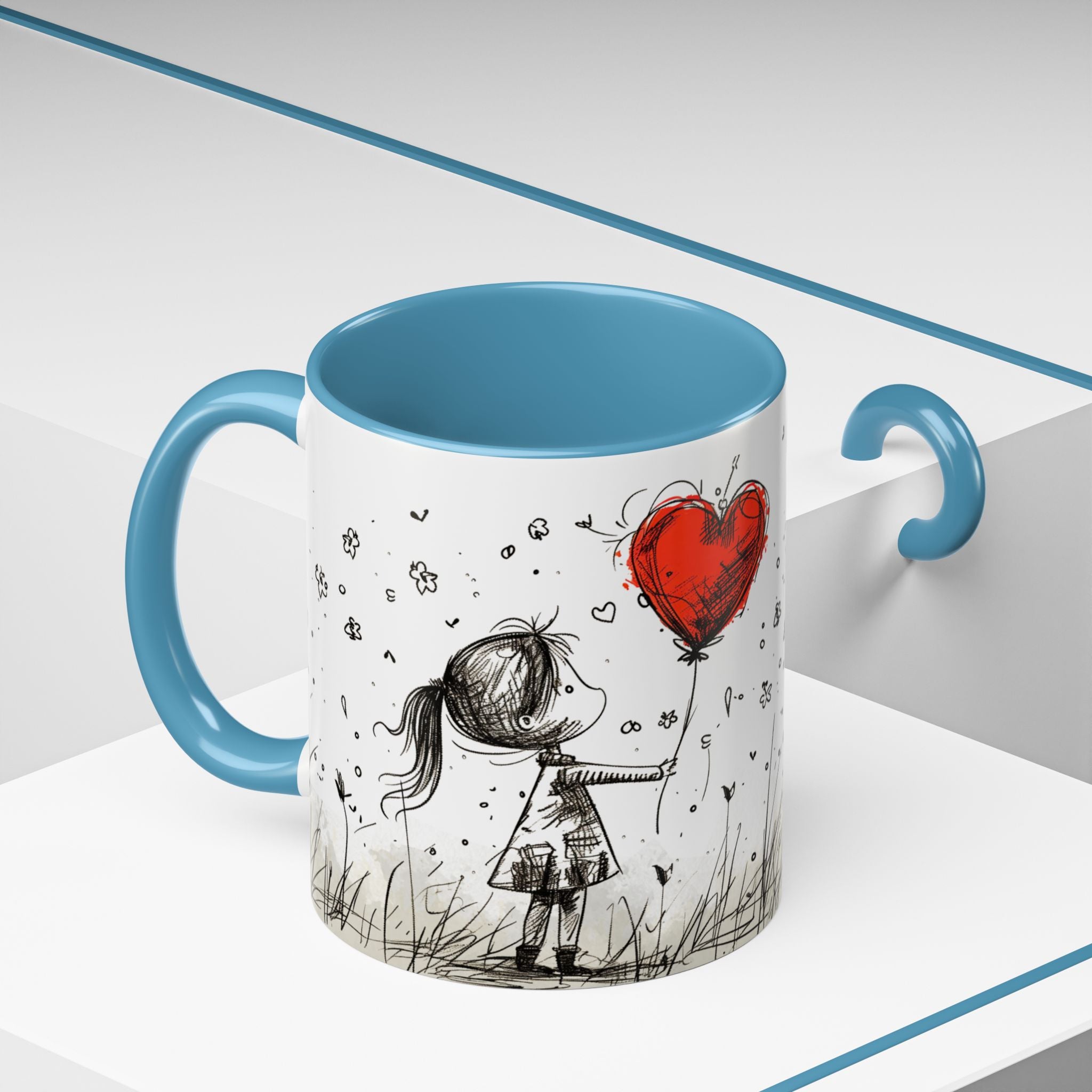 Love Heart Sketch Ceramic Coffee Mug | Gallory Hive