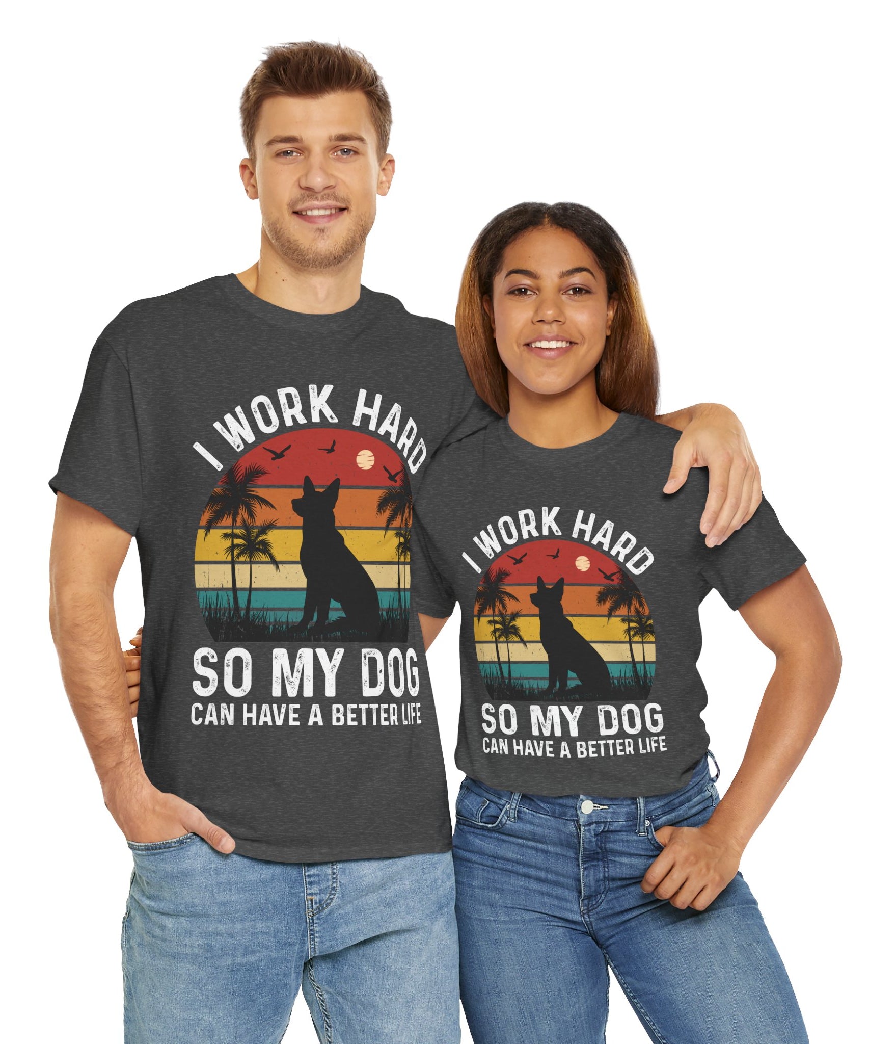 Retro Dog Lover Tee - Work Hard for My Pet