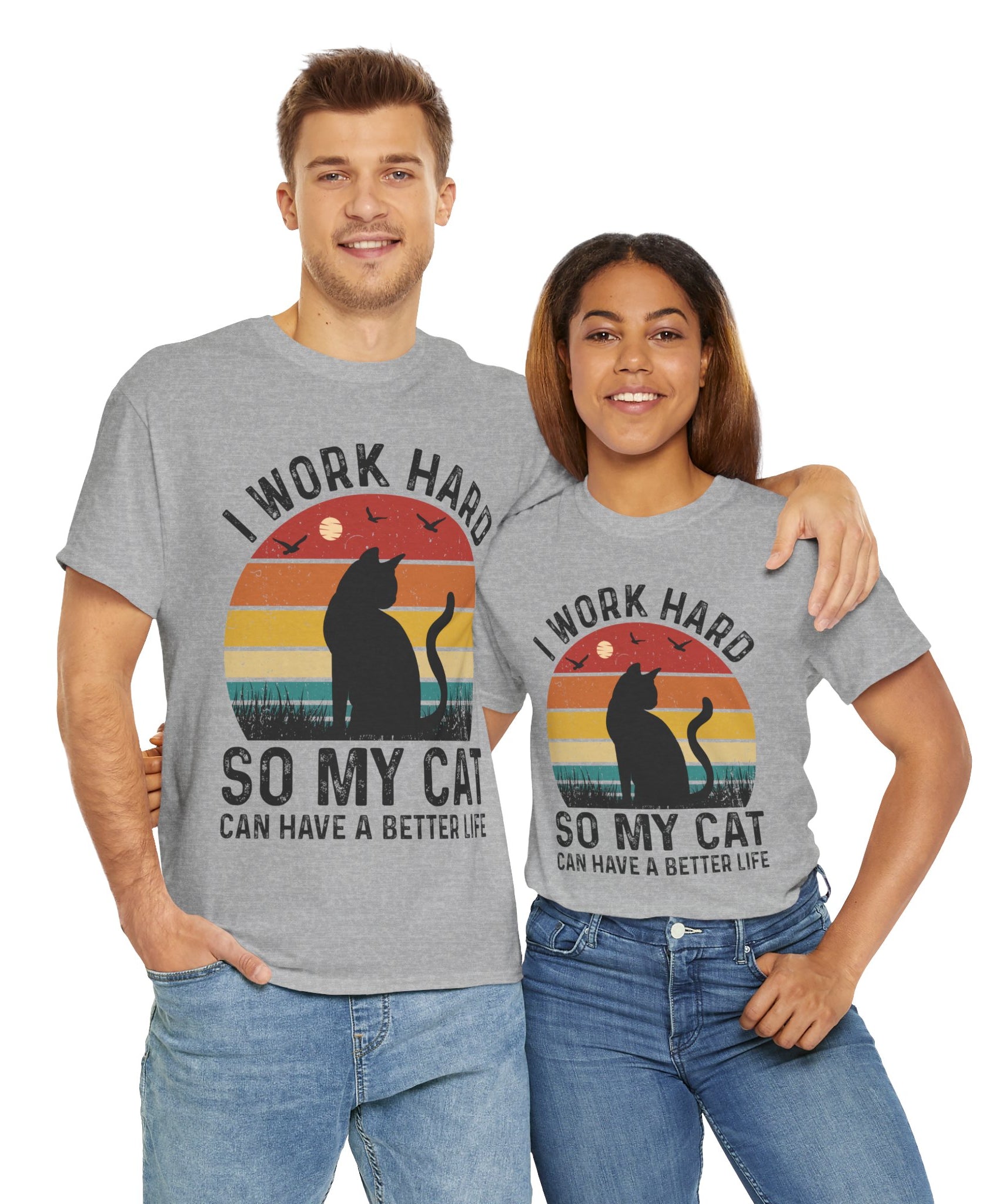 Retro Cat Lover Tee - Work Hard for My Pet