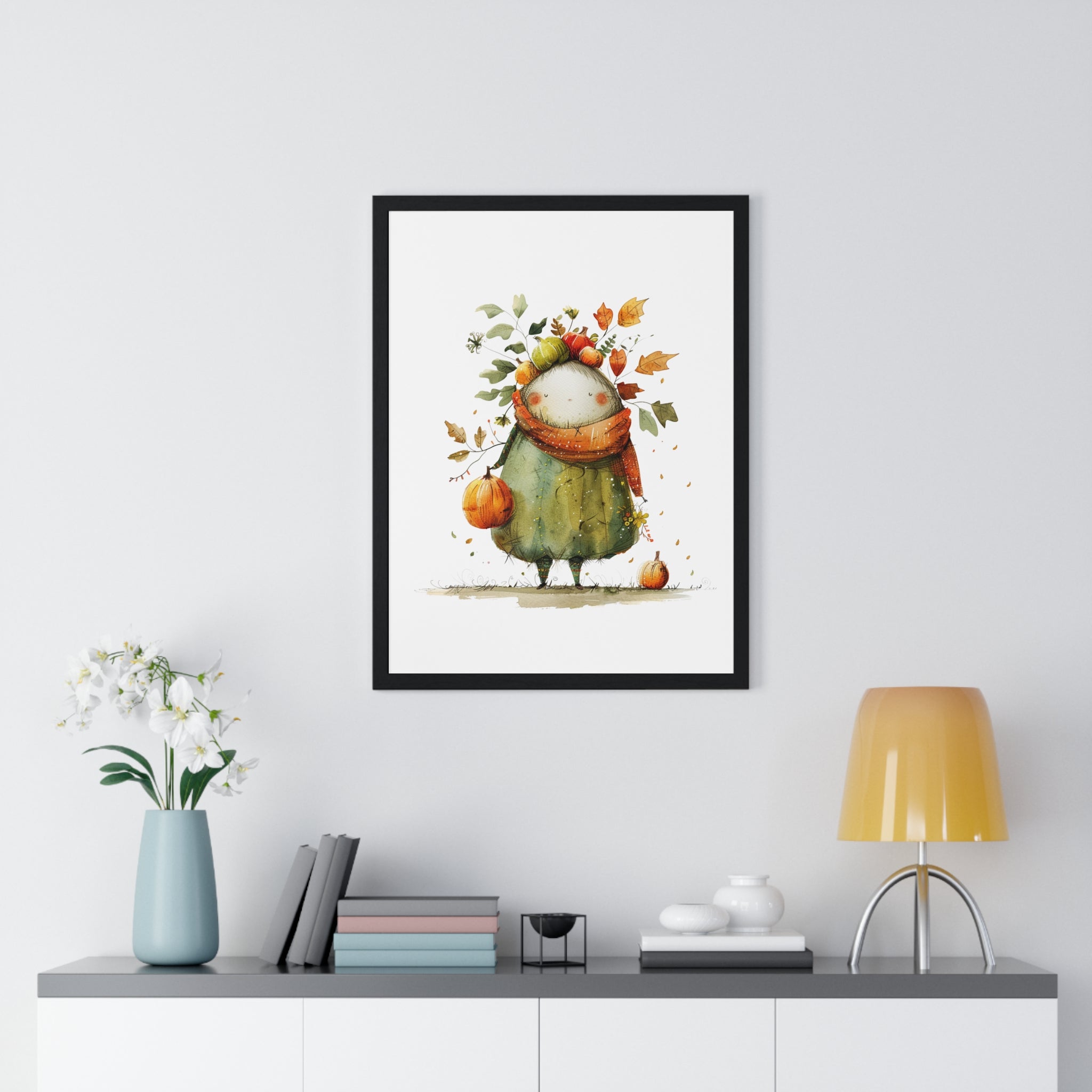 Cozy Autumn Harvest Wooden Framed Wall Art