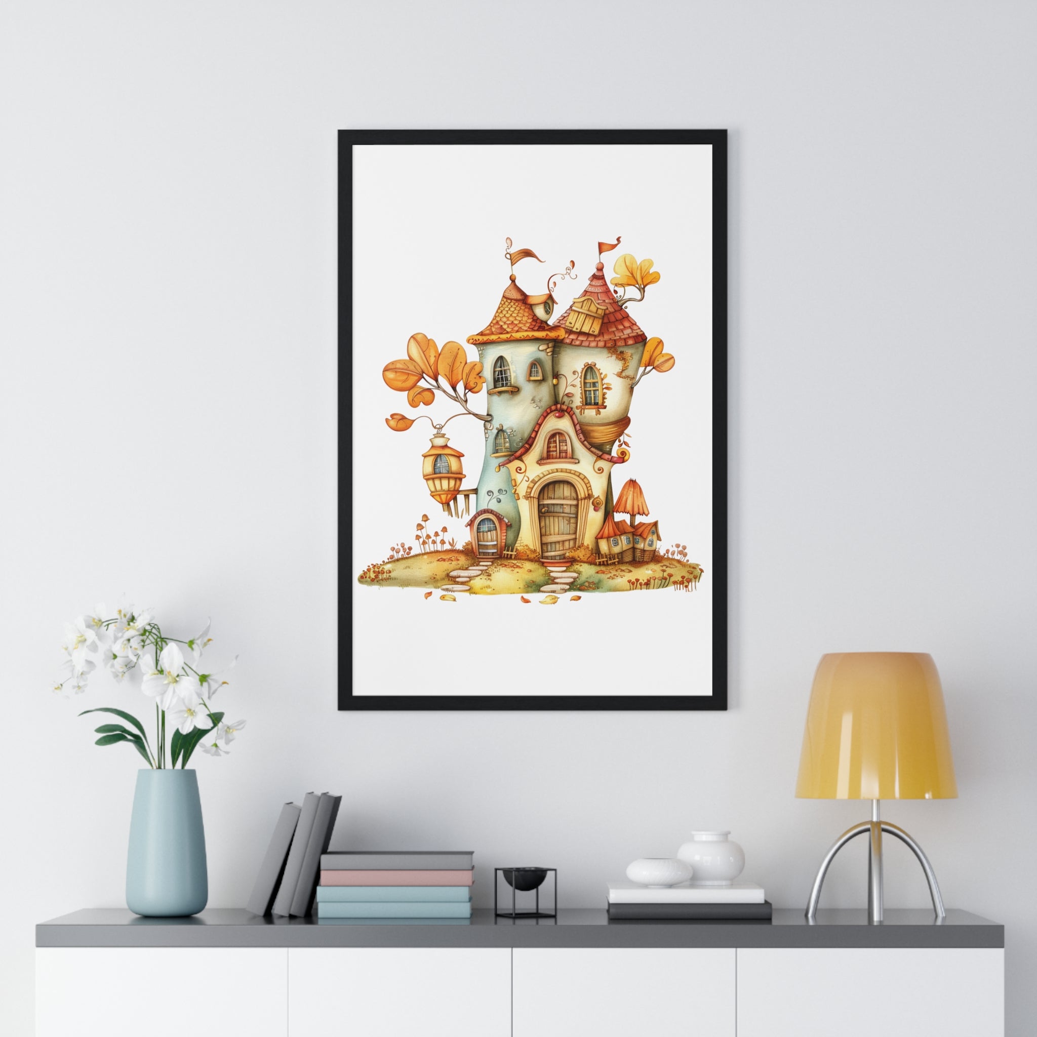 Fairytale Tower Cottage – Framed Wooden Wall Art