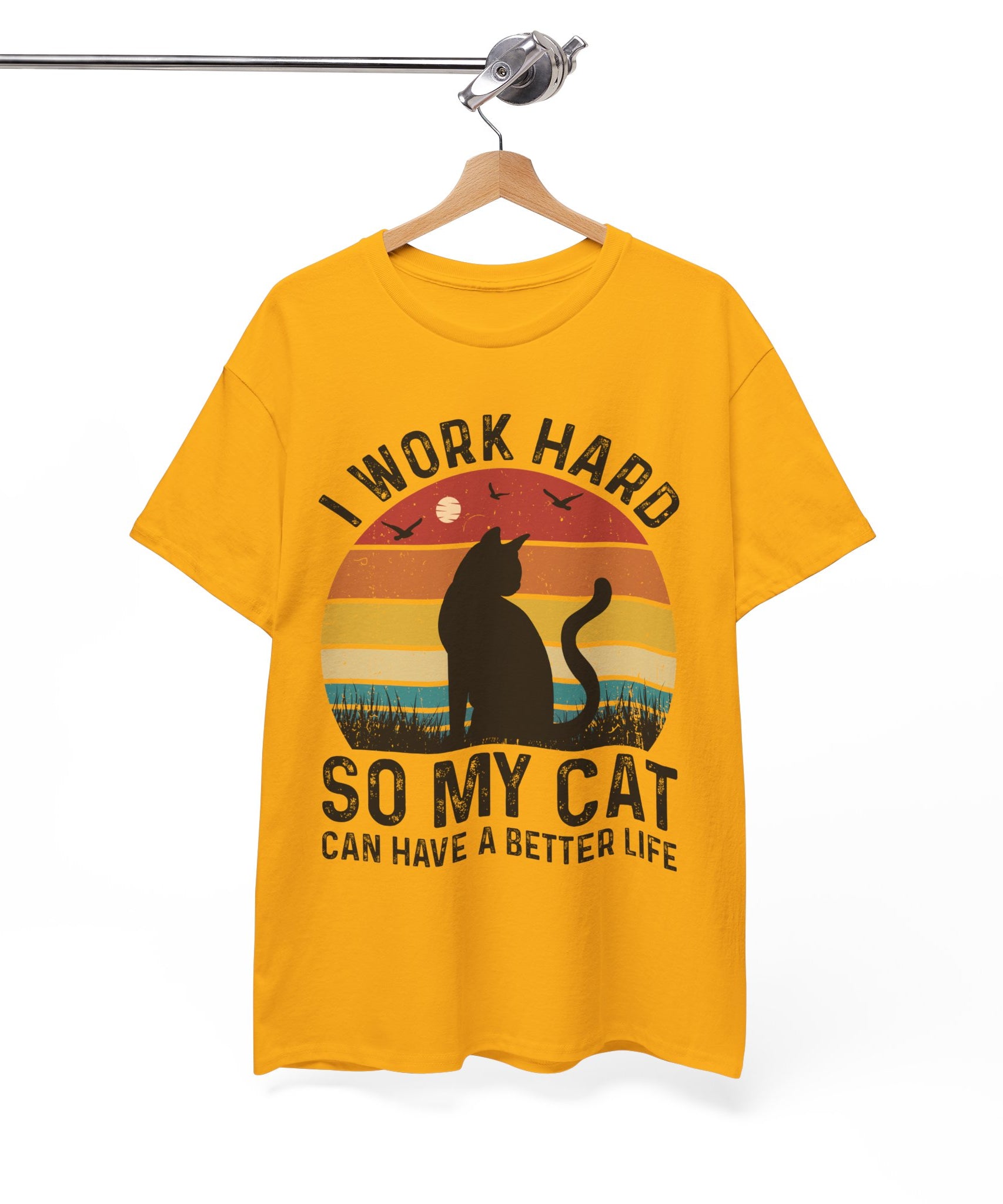 Retro Cat Lover Tee - Work Hard for My Pet