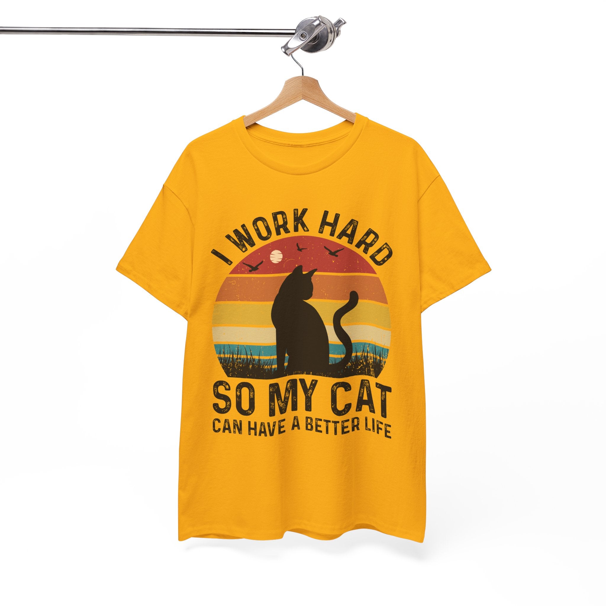 Retro Cat Lover Tee - Work Hard for My Pet