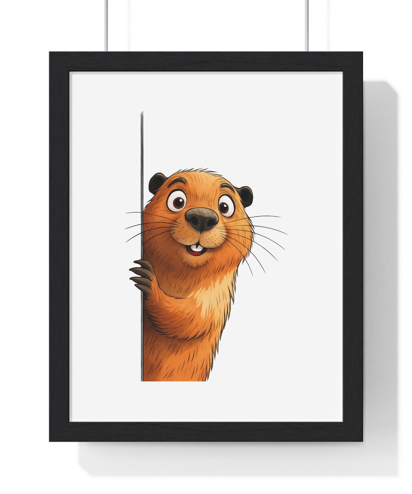 Smiling Groundhog Peekaboo Wall Art – Wooden Frame Decor for Kids & Nature-Themed Spaces