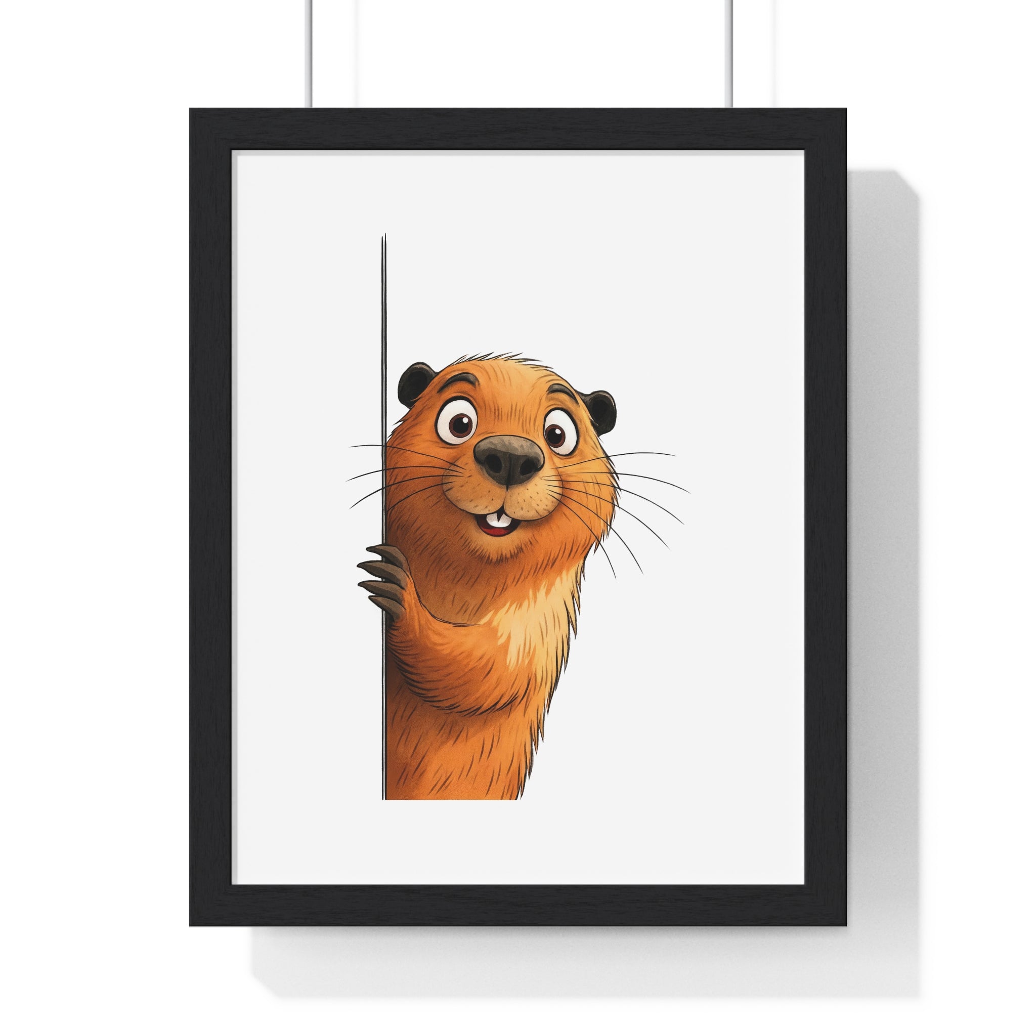 Smiling Groundhog Peekaboo Wall Art – Wooden Frame Decor for Kids & Nature-Themed Spaces