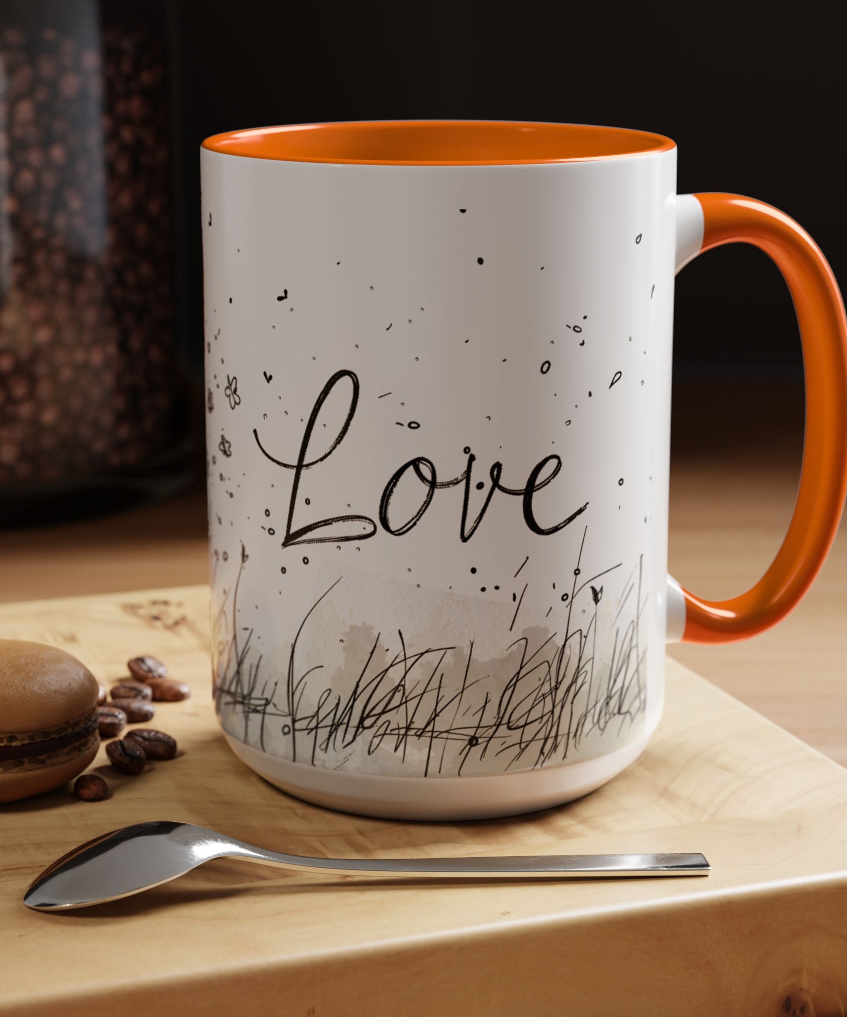 Love Heart Sketch Ceramic Coffee Mug | Gallory Hive
