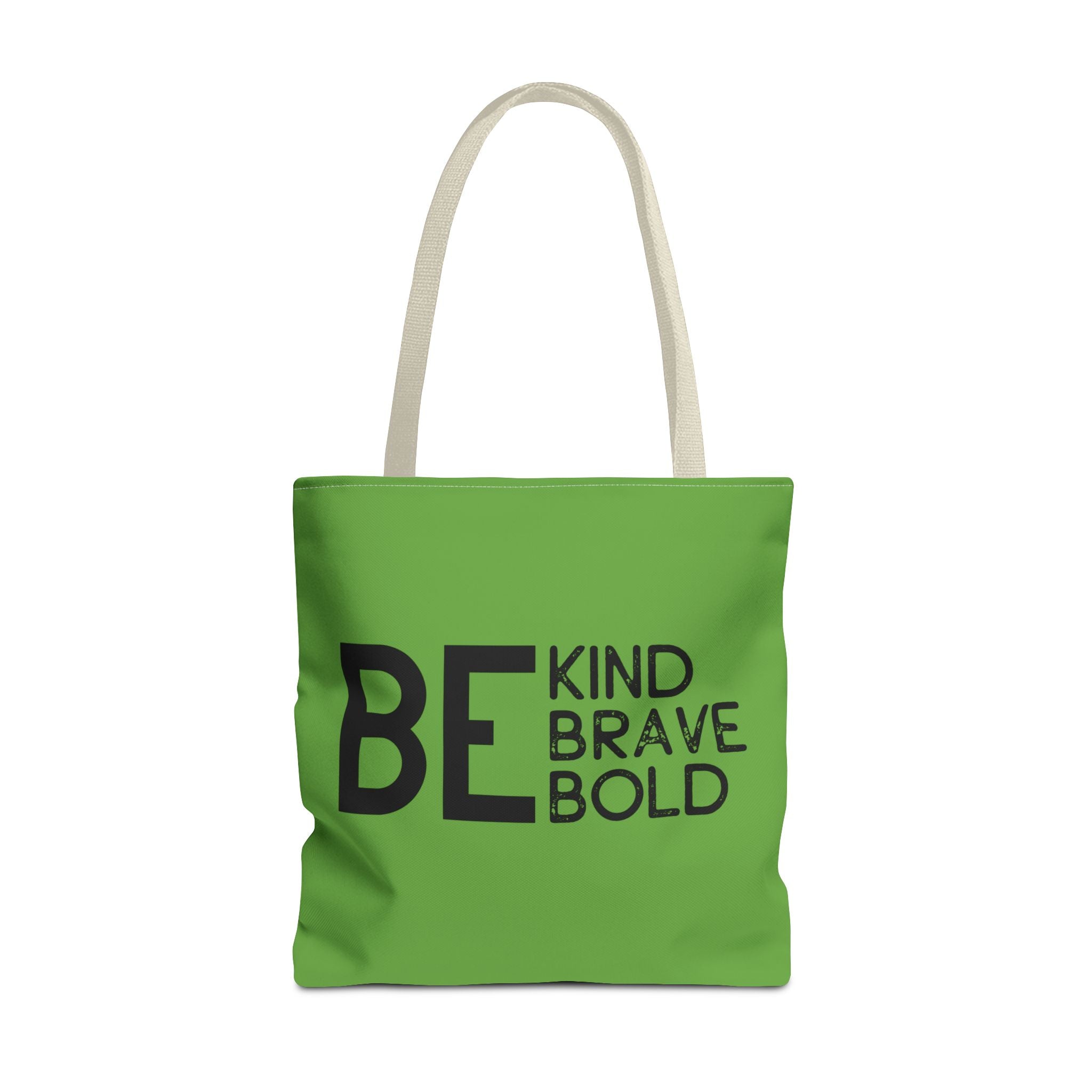 Inspirational Tote Bag - Be Kind Brave Bold - Eco-Friendly Carryall - Green