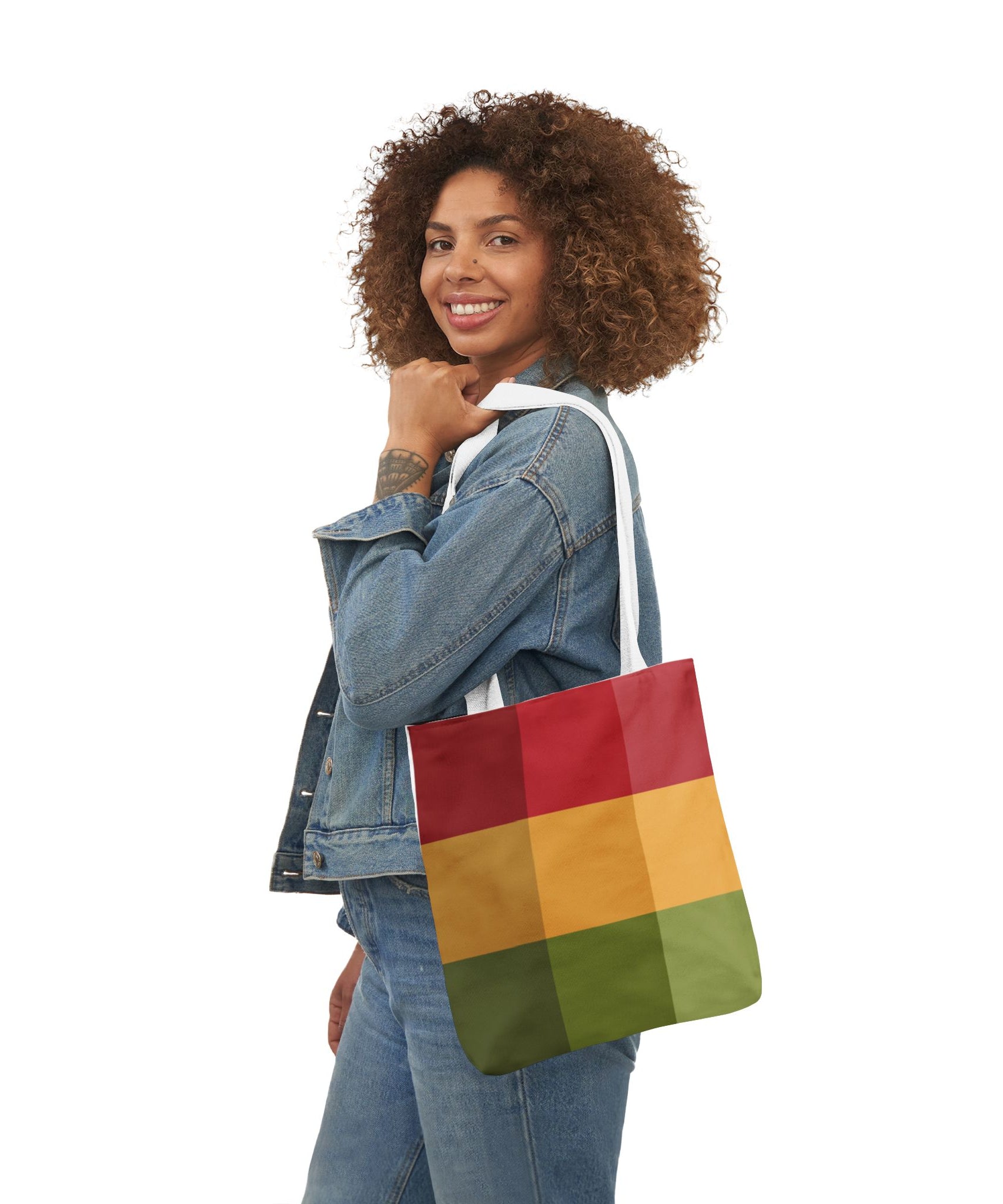 Colorful Geometric Square Pattern Tote Bag