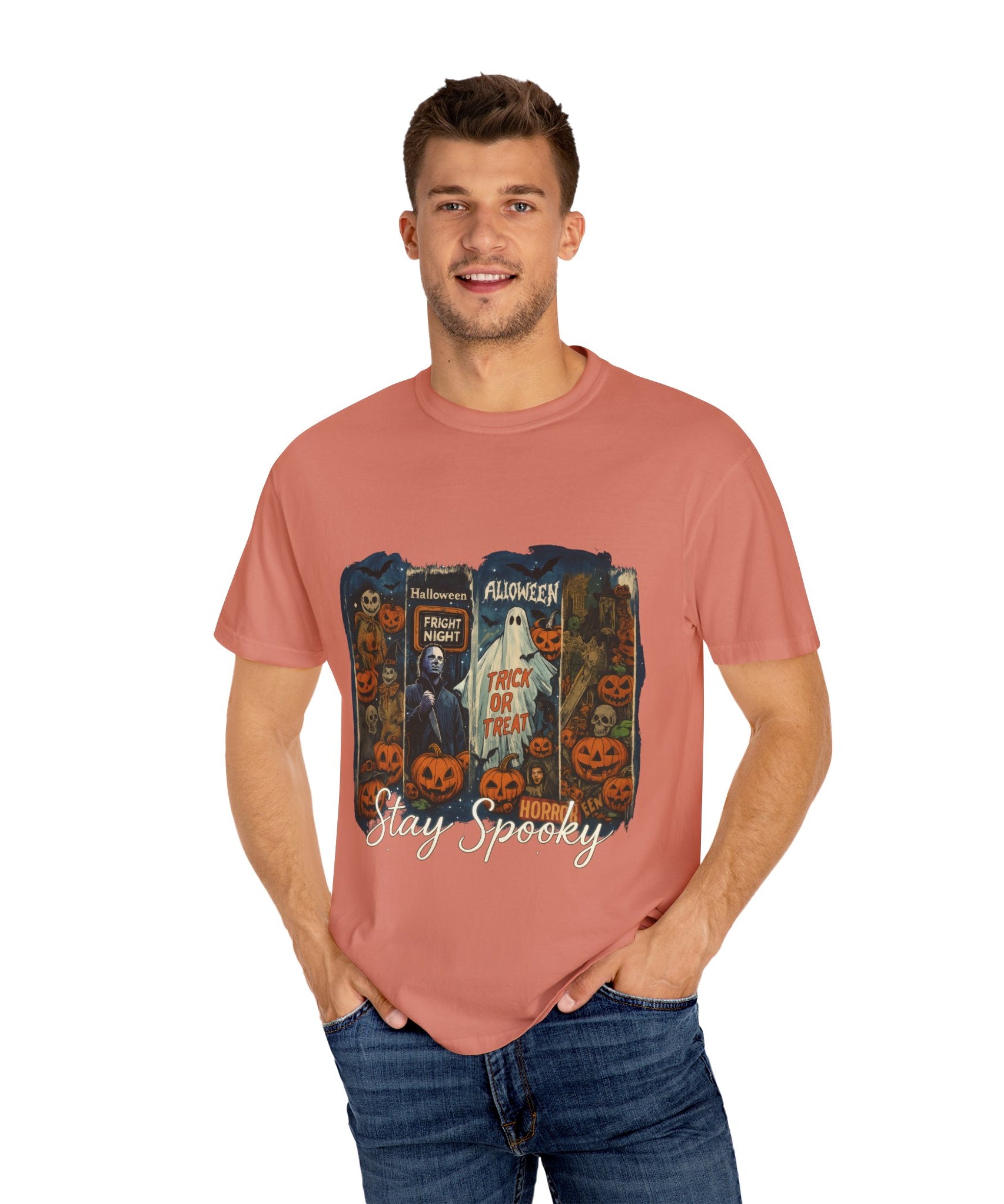 Stay Spooky Halloween Horror T-Shirt – Retro Slasher, Ghost, Pumpkins & Fright Night Design - Gallory Hive