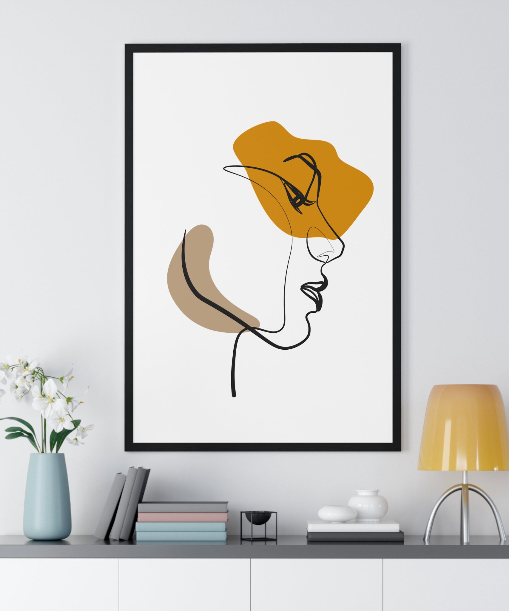 Abstract Profile Line Art – Framed Face Print | Gallory Hive